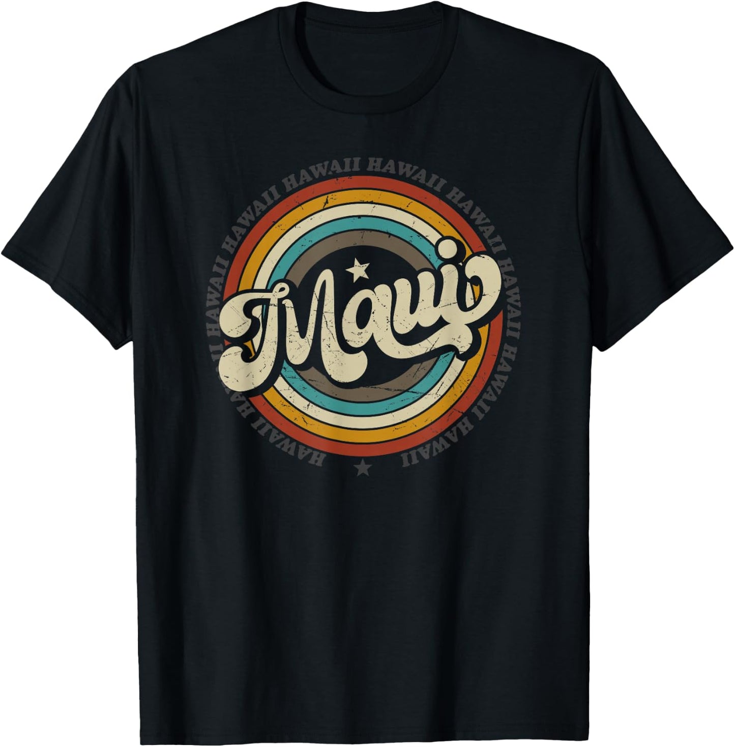 Maui Hawaii Hawaii Beach Surf Retro 70er 80er Vintage T-Shirt - T-Shirt | Black