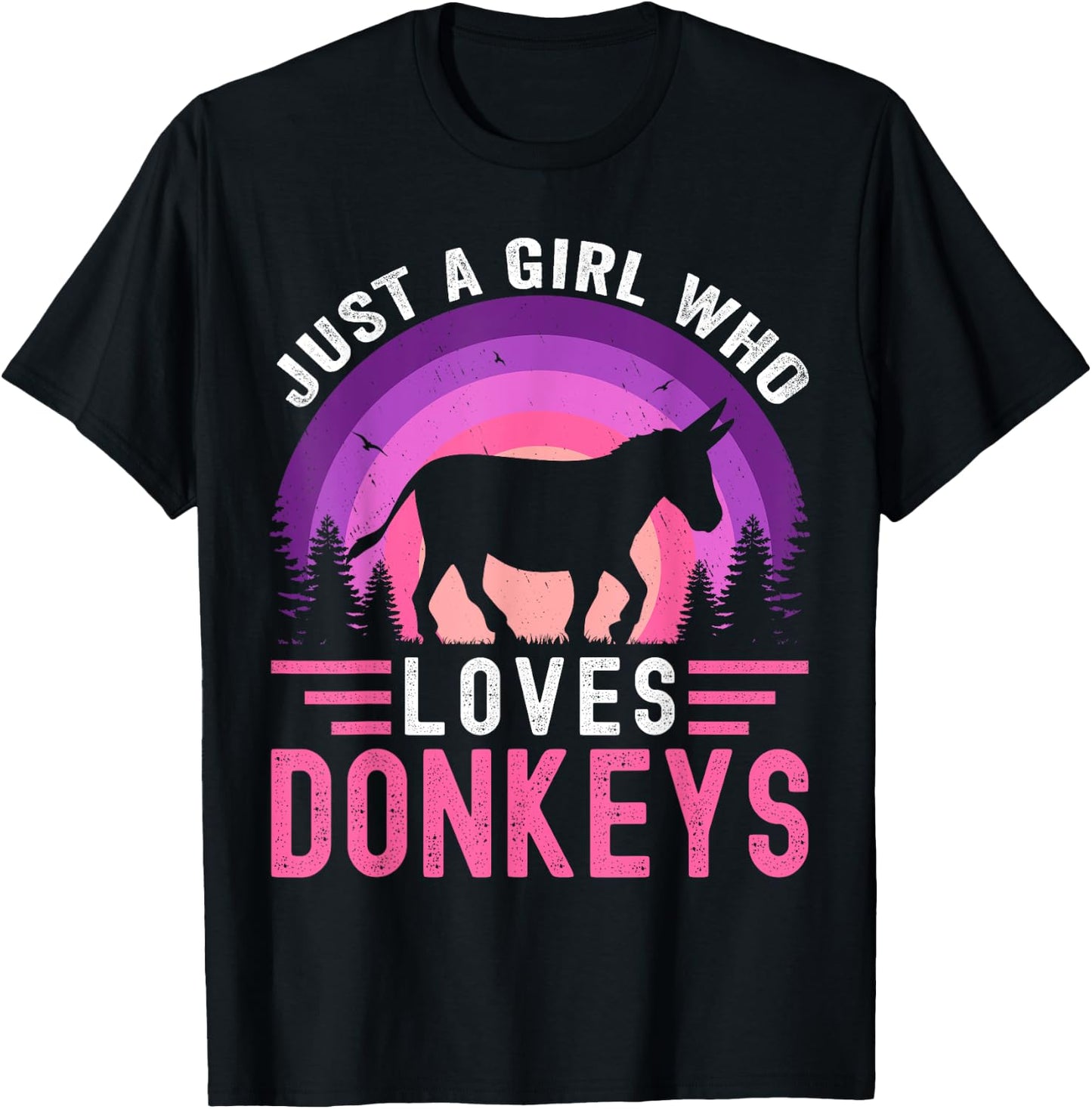 Just A Girl Who Loves Donkeys Retro Vintage Donkey T-Shirt - T-Shirt | Black