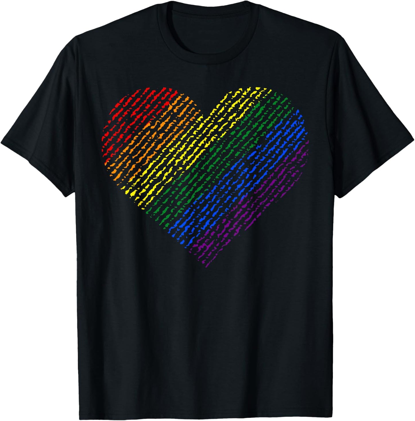 Large Rainbow Heart LGBT Gay Pride Love Support T-Shirt - T-Shirt | Black