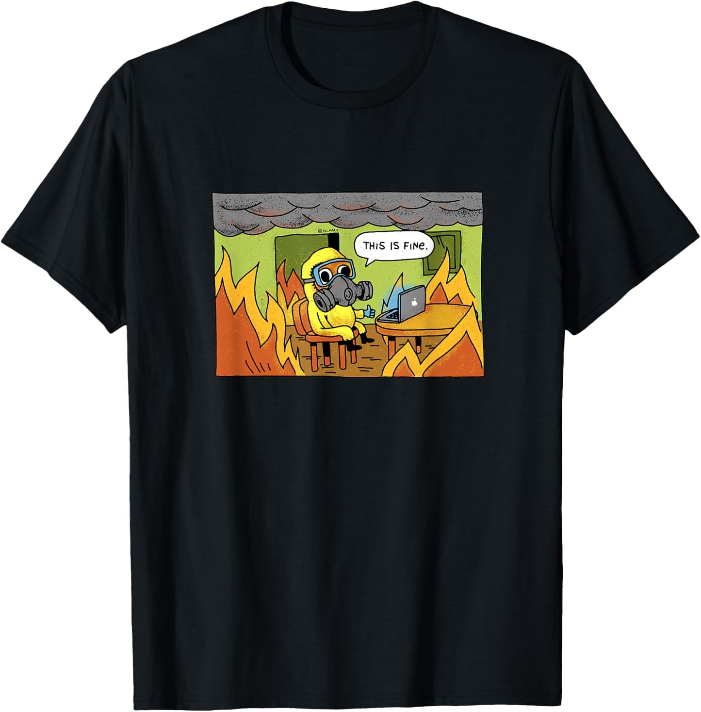 This is Fine Meme Stay Home Radioactive Gas Mask Virus Flu T-Shirt - T-Shirt | Black