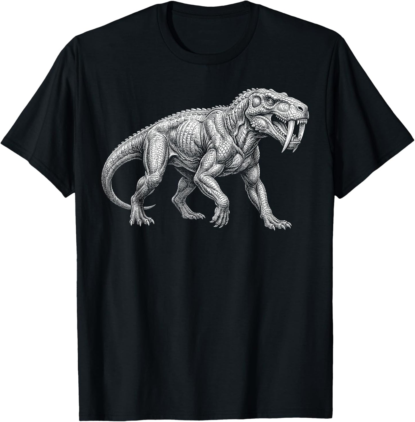 Gorgonopsid Skeleton Permian Predator Synapsid Fossil T-Shirt - T-Shirt | Black