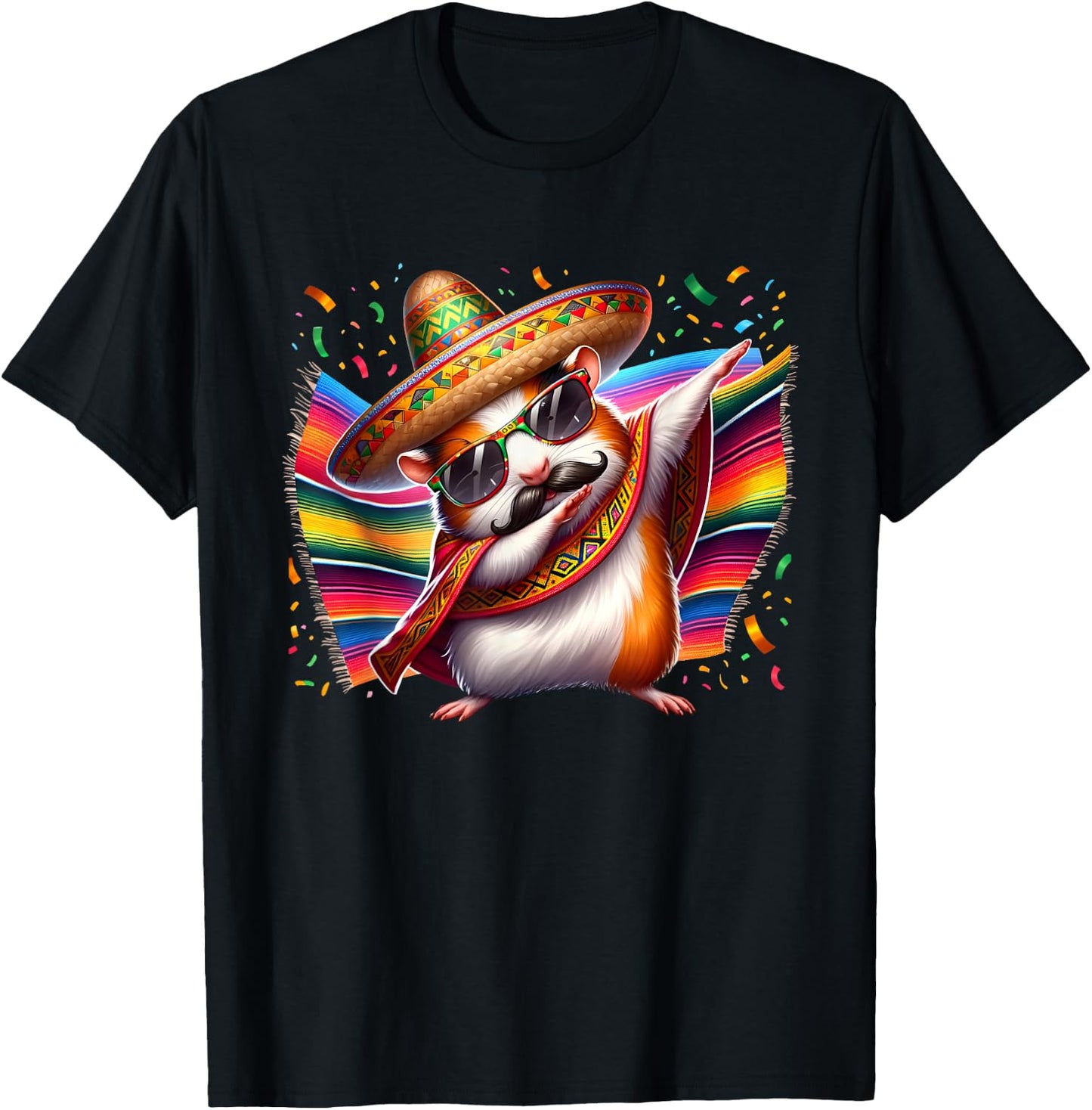 Mexican Guinea Pig Hamster Animal Party Fiesta Cinco De Mayo T-Shirt - T-Shirt | Black