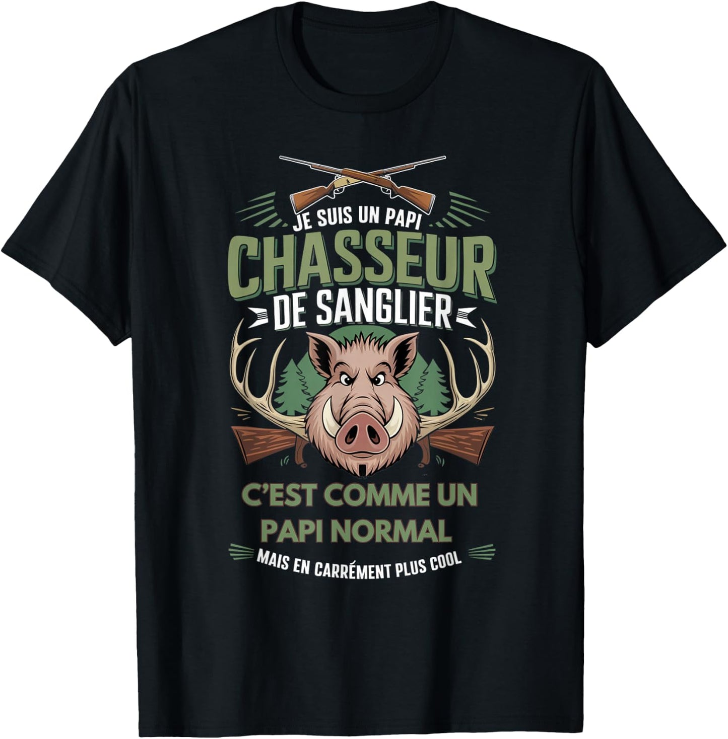 Gift Grandpa Boar Hunter Retirement Hunting Humour T-Shirt - T-Shirt | Black