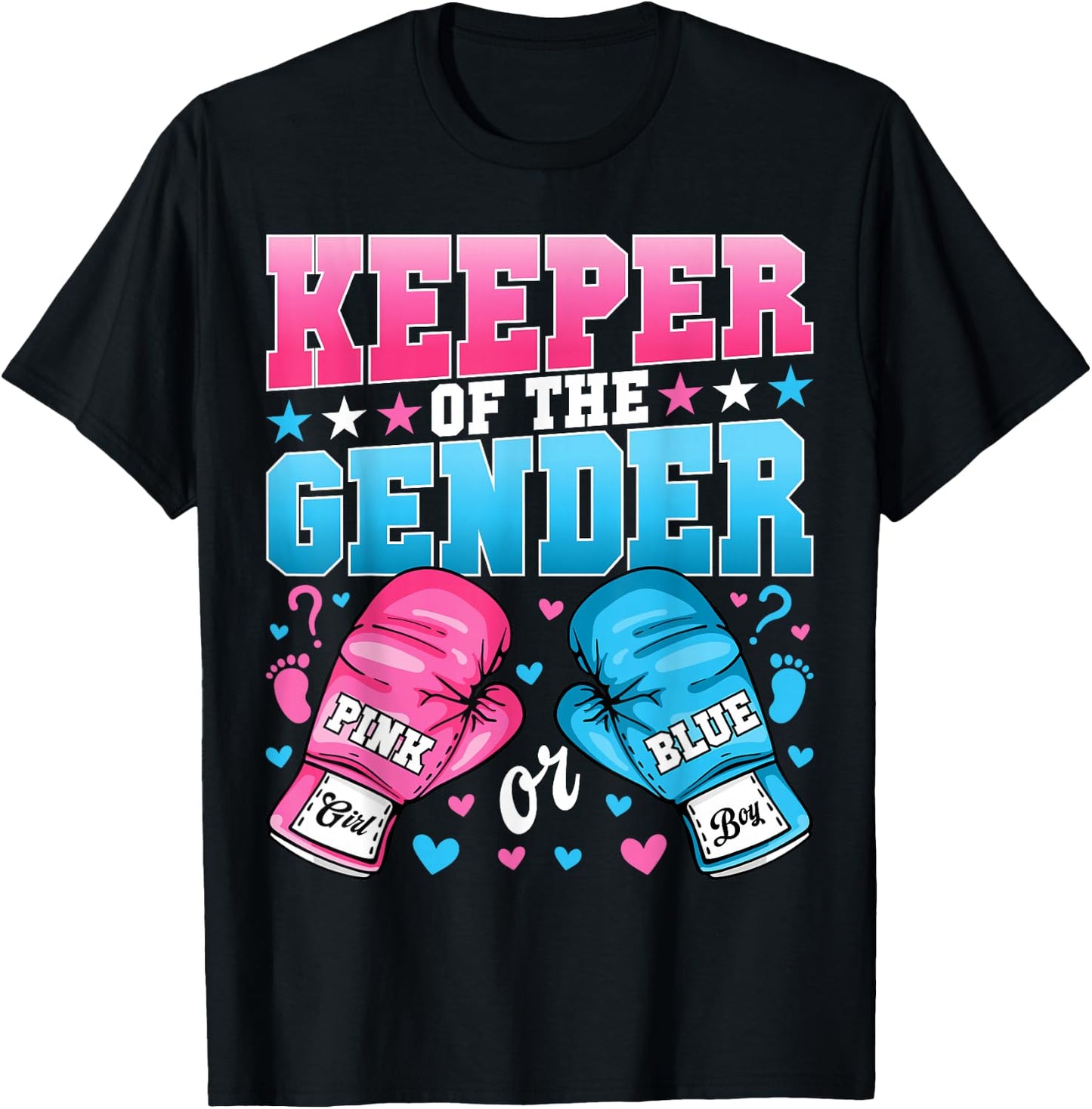 Keeper Of The Gender Boxer Funny Boxing Gender Reveal Party T-Shirt - T-Shirt | Black