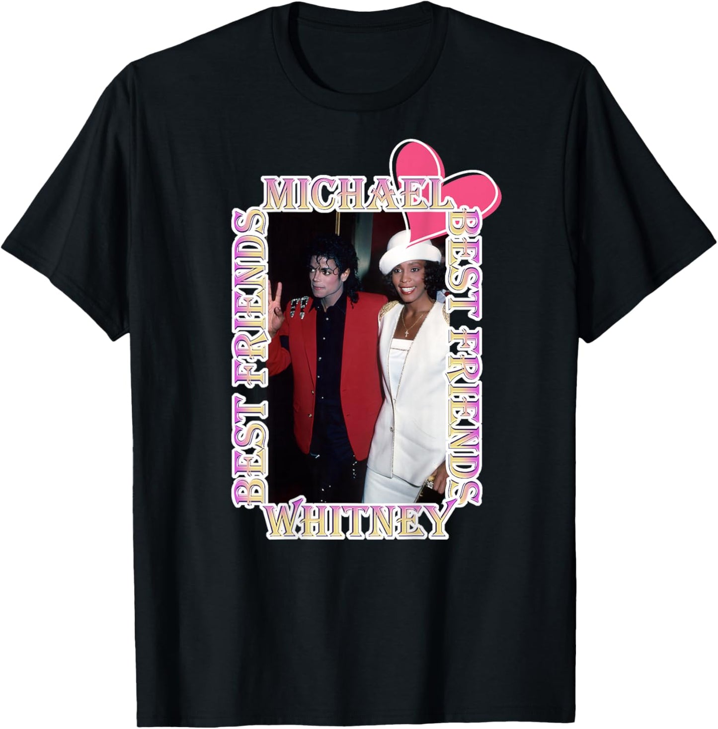 Michael Jackson_Whitney Houston_Back printed , Black, S T-Shirt - T-Shirt | Black