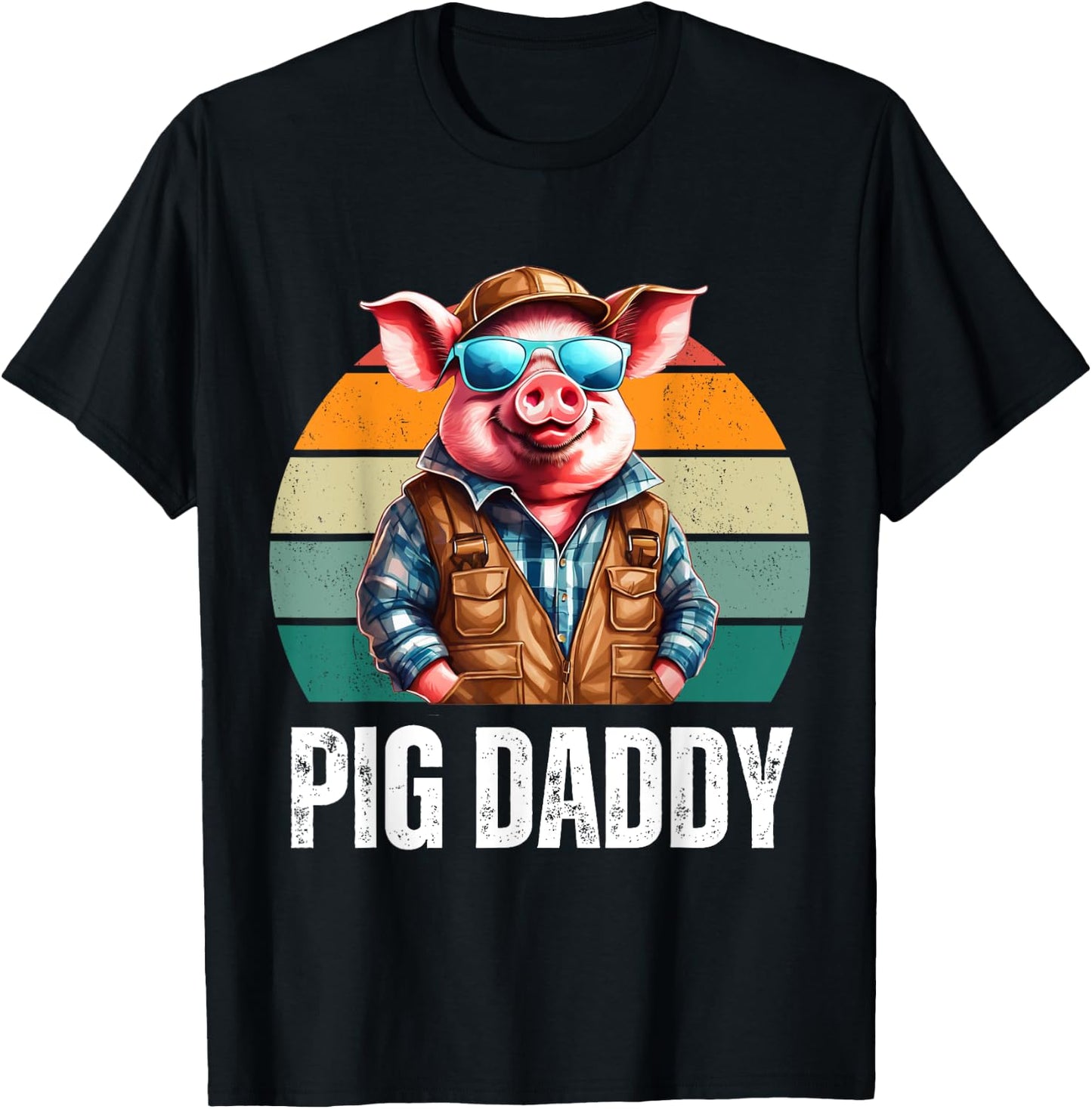 Pig Dad Daddy Father's Day Pig Lovers Farmer T-Shirt - T-Shirt | Black