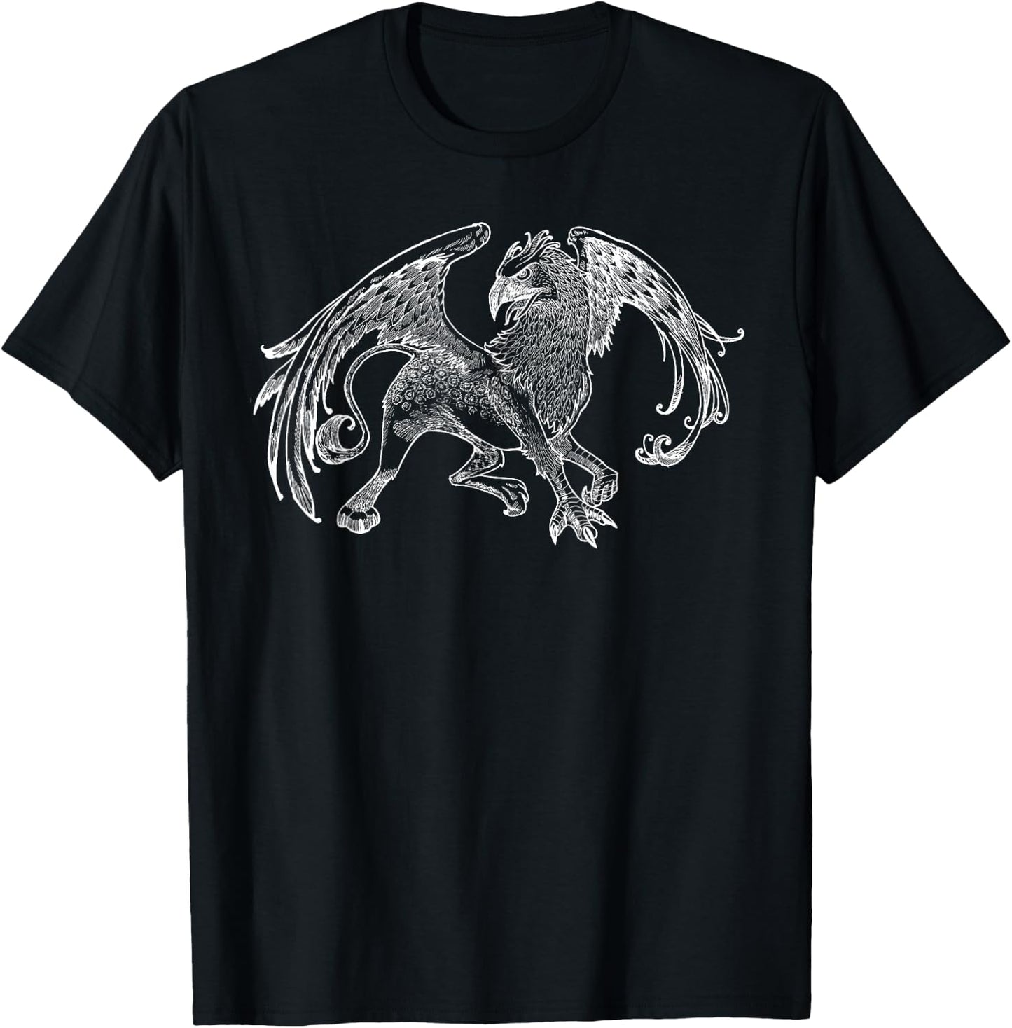 Mythical Sketched Griffin Lion Eagle Art Namesake T-Shirt - T-Shirt | Black