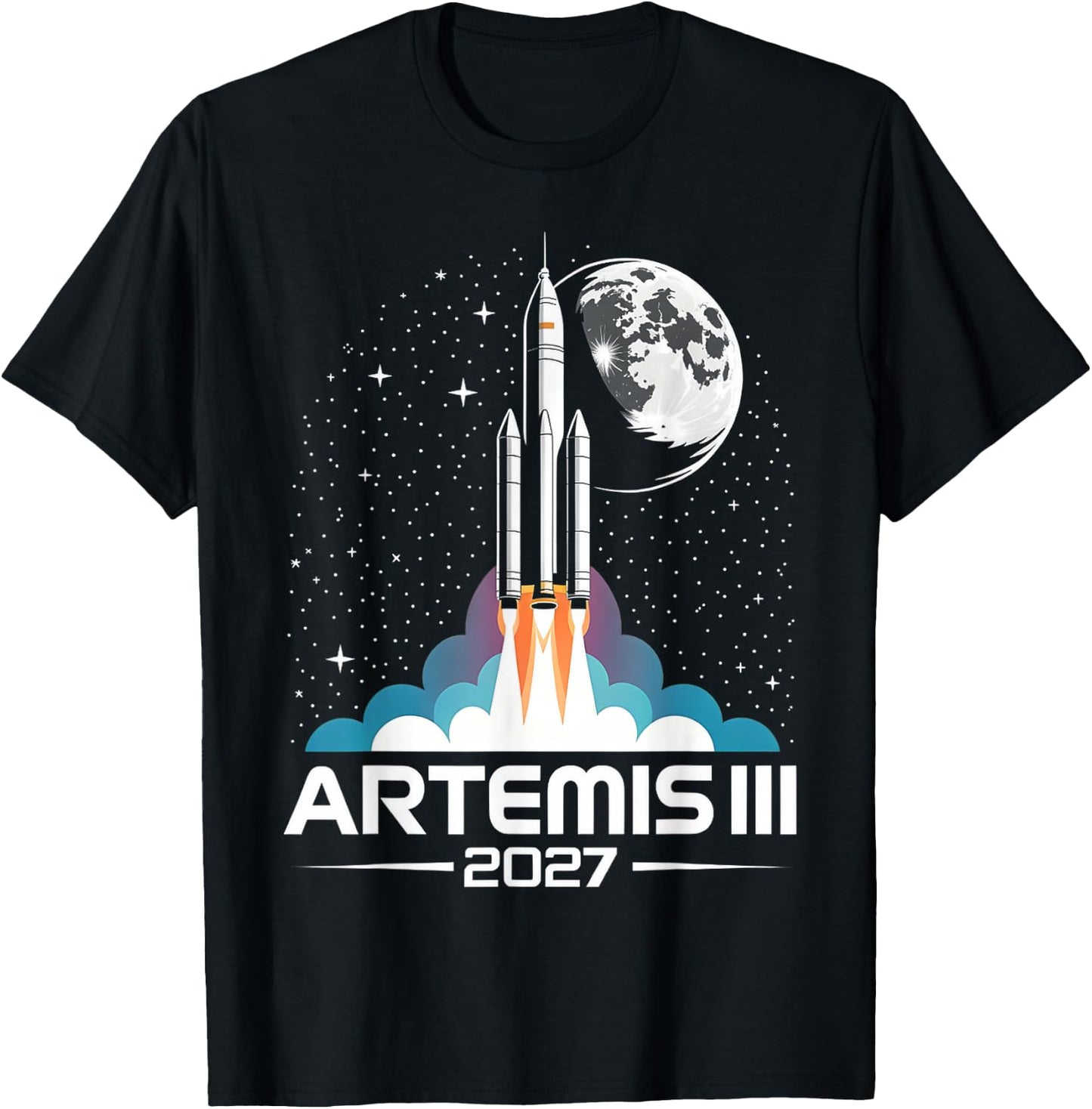Artemis III 3 2027 Retro Space Earth Low Orbit T-Shirt - T-Shirt | Black
