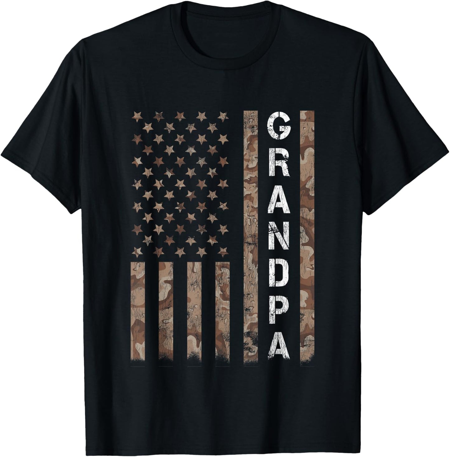 Grandpa Grandfather American Flag Fathers Day Men T-Shirt - T-Shirt | Black