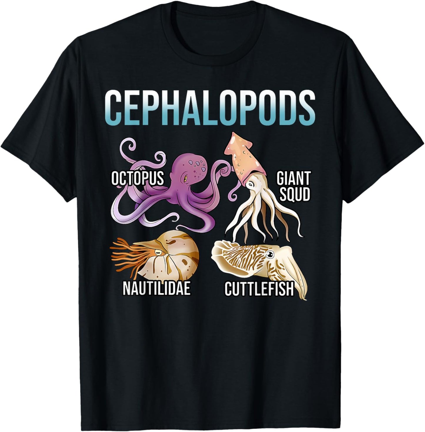 The Cephalopod Octopus Marine Biology Cephalopod Ocean Art T-Shirt - T-Shirt | Black