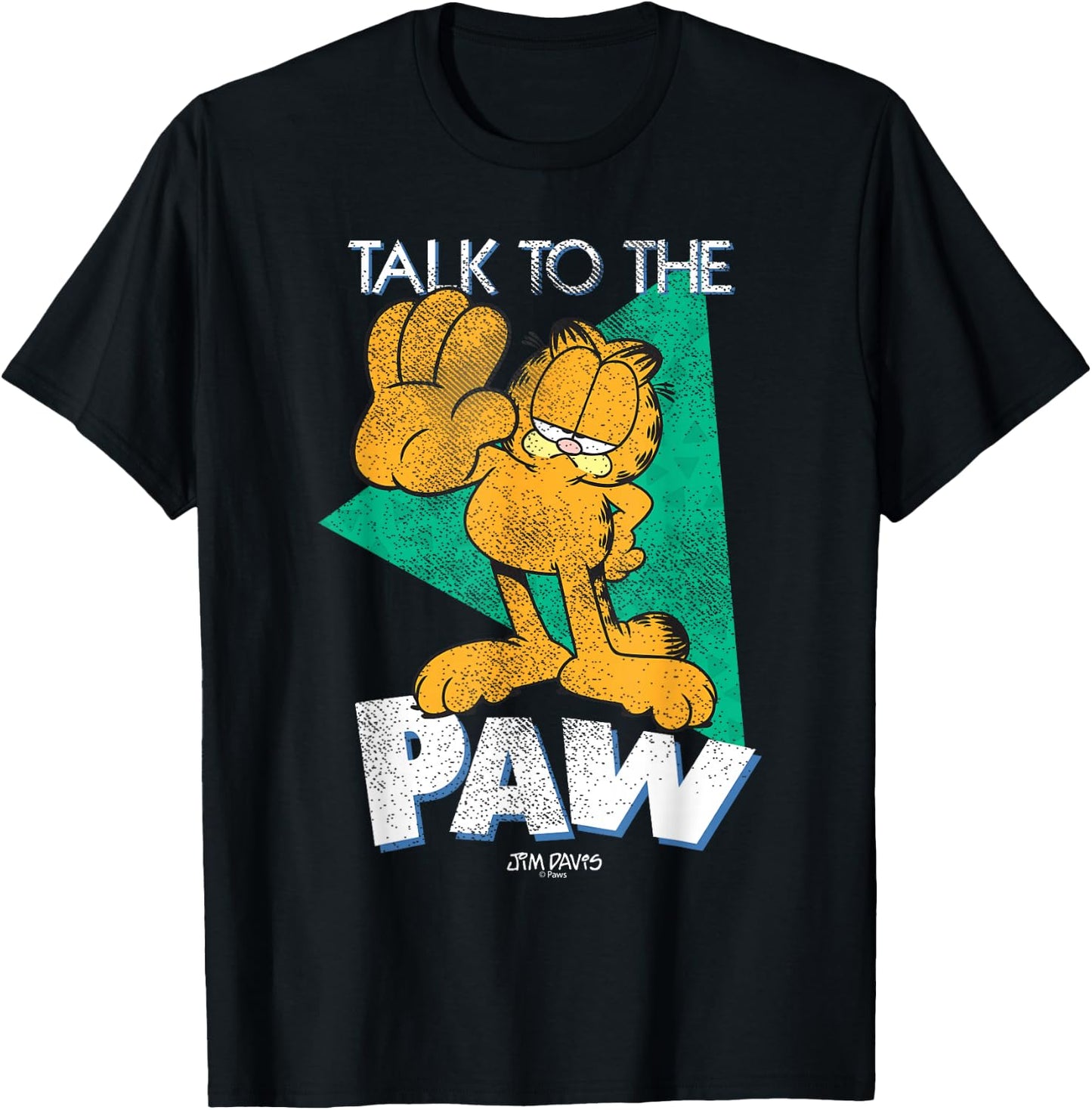Garfield Distressed Talk to The Paw Retro Cartoon Cat T-Shirt - T-Shirt | Black