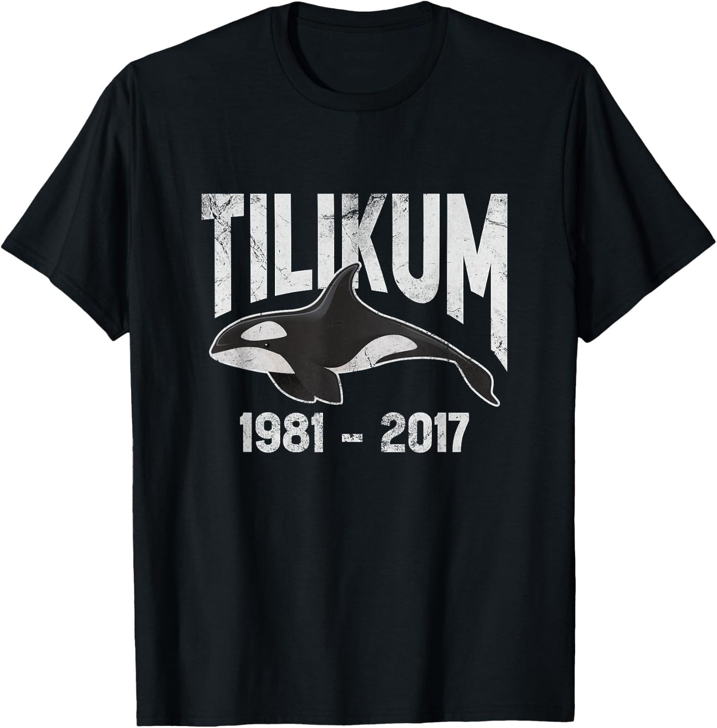 Tilikum 1981-2017 Free Tilikum Save Tilly Orca Whale Grunge T-Shirt - T-Shirt | Black