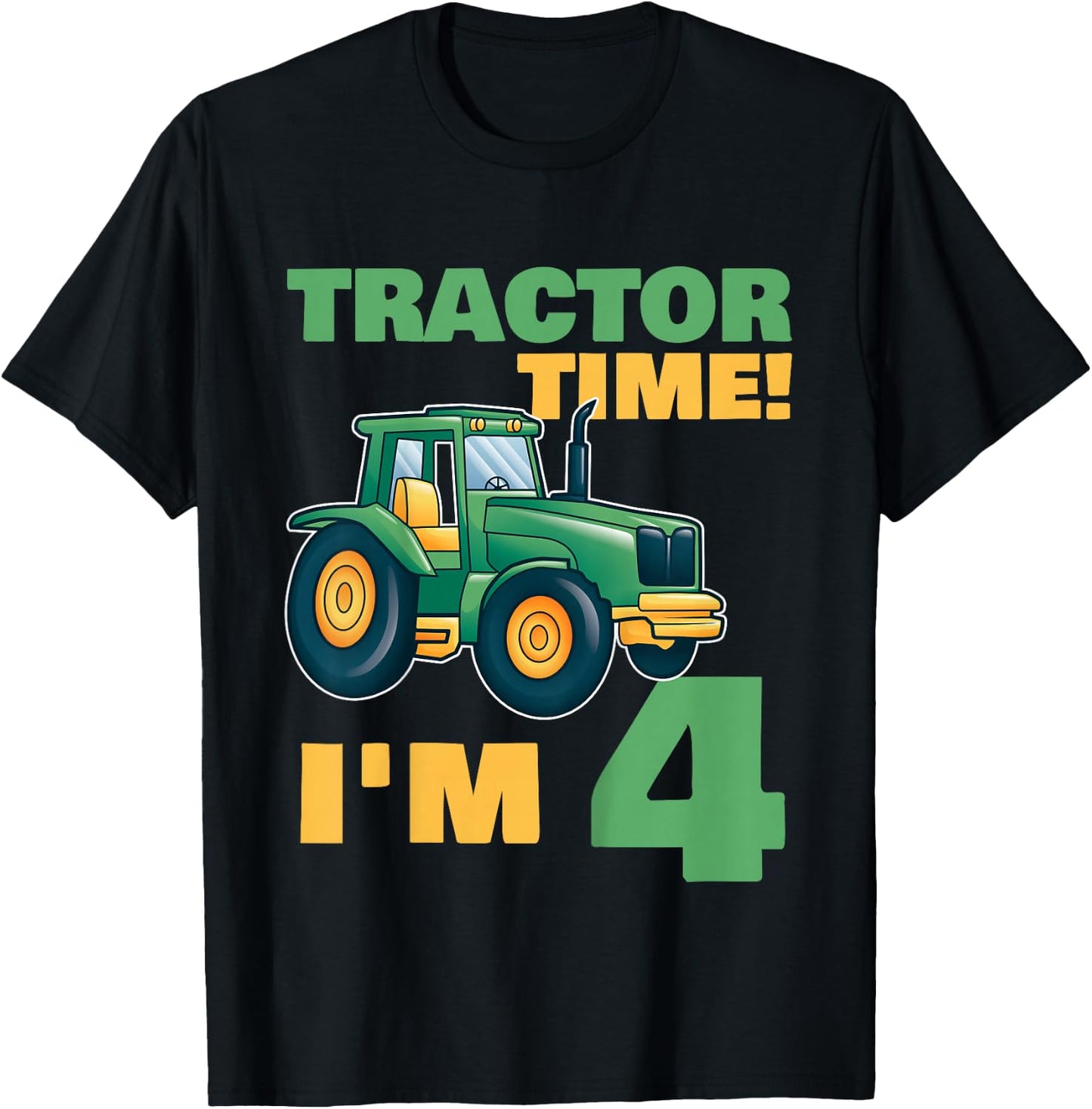 Tractor Birthday Shirt 4 - 4th Birthday Tractor Shirt T-Shirt - T-Shirt | Black