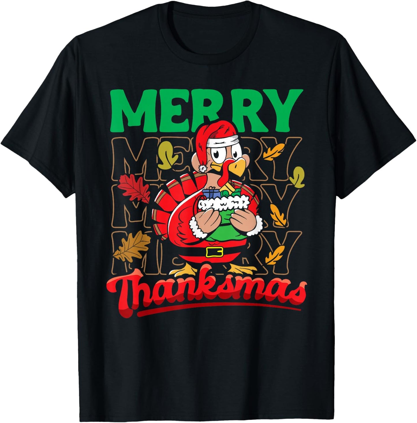 Happy Thanksgiving Thanksgiving Christmas Turkey T-Shirt - T-Shirt | Black