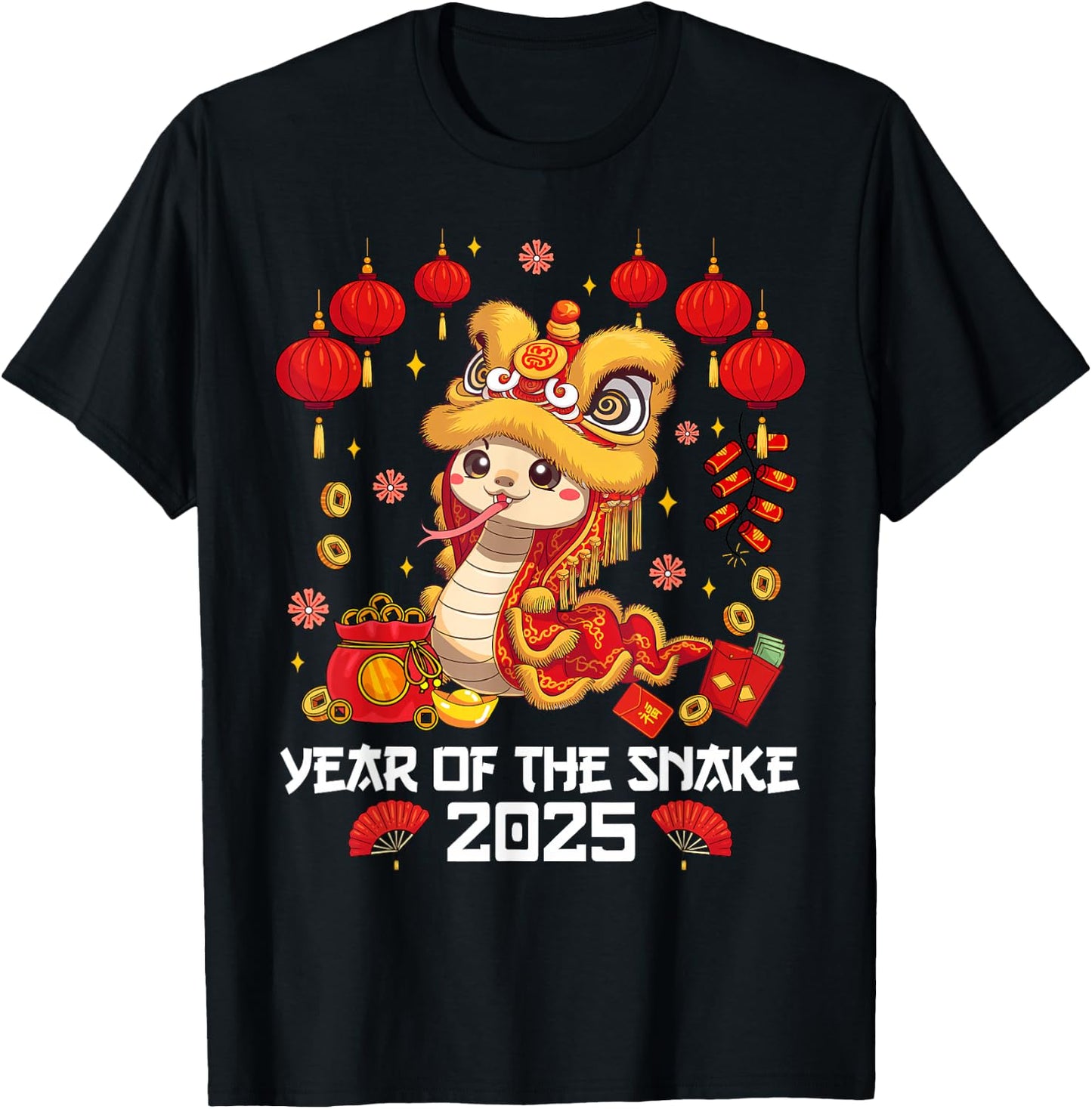 Chinese Lunnar New Year Snake The Year of The Snake 2025 T-Shirt - T-Shirt | Black