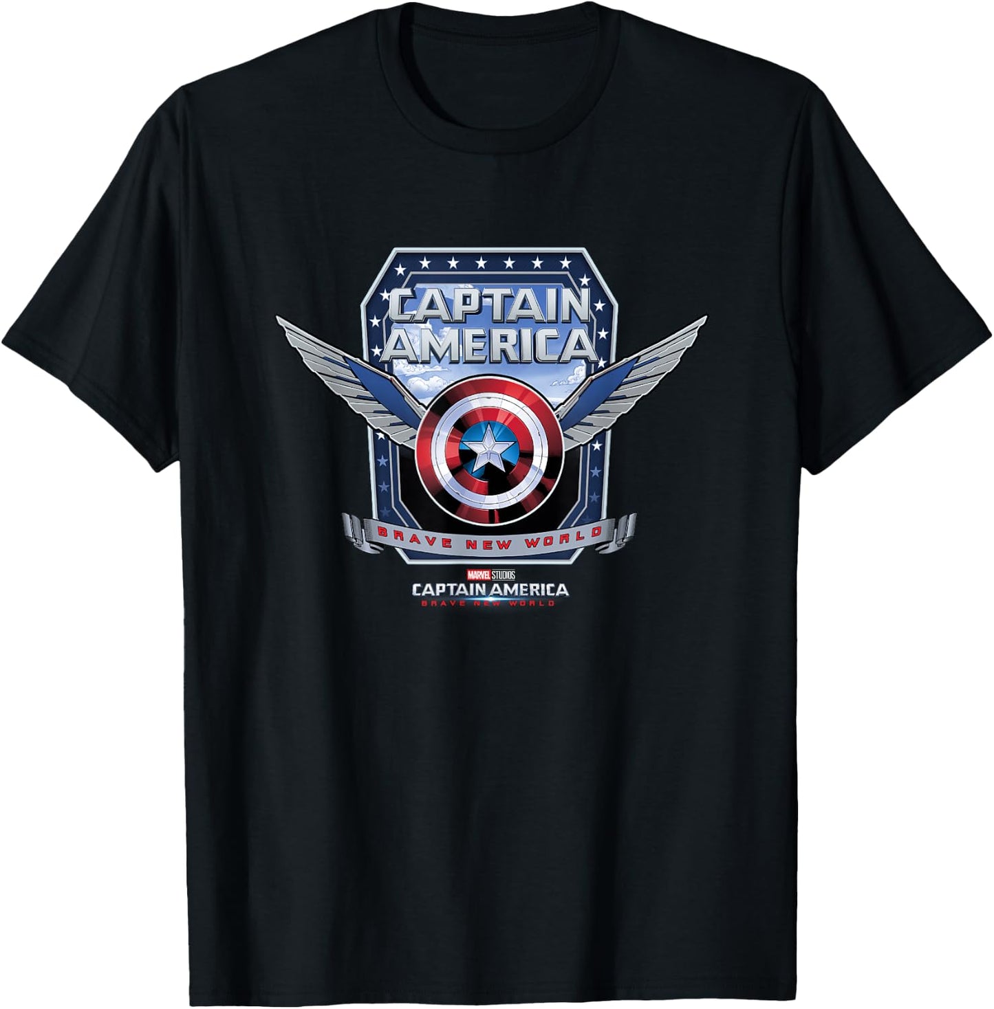 Marvel Captain America: Brave New World Winged Shield Logo T-Shirt - T-Shirt | Black