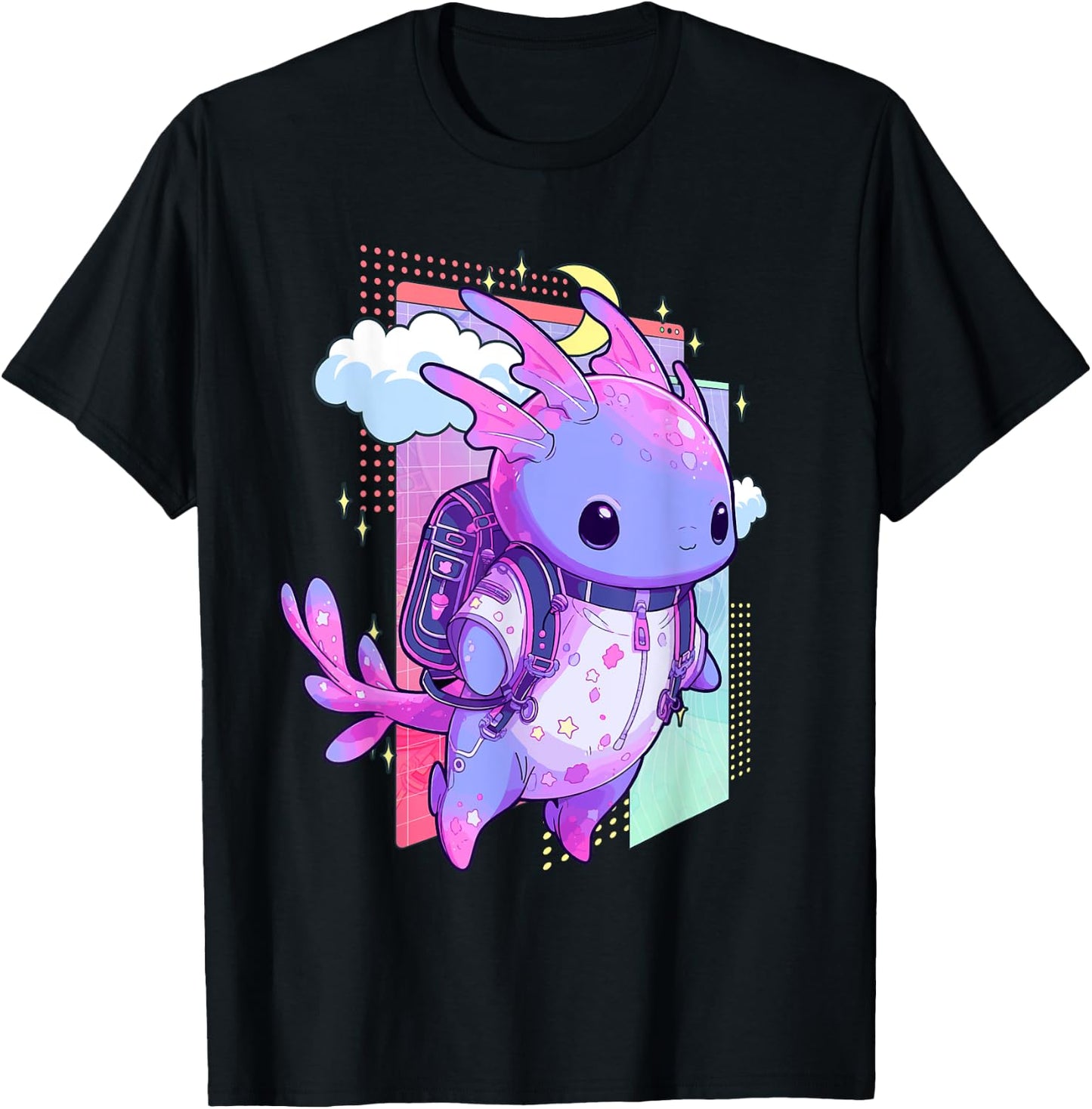 Cute Pastel Goth Space Galaxy Axolotl Nu Goth Aesthetic T-Shirt - T-Shirt | Black