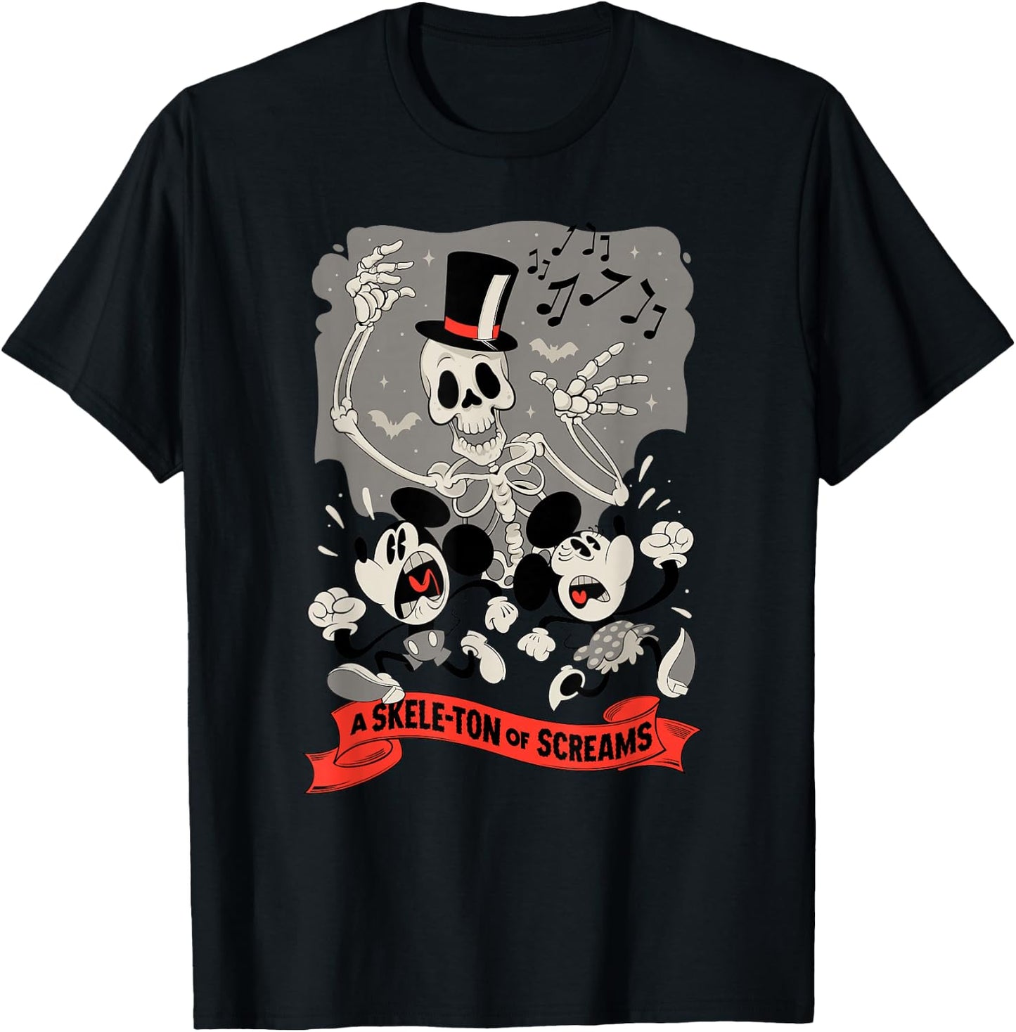 Disney Mickey and Friends Halloween Skele-ton of Screams T-Shirt - T-Shirt | Black