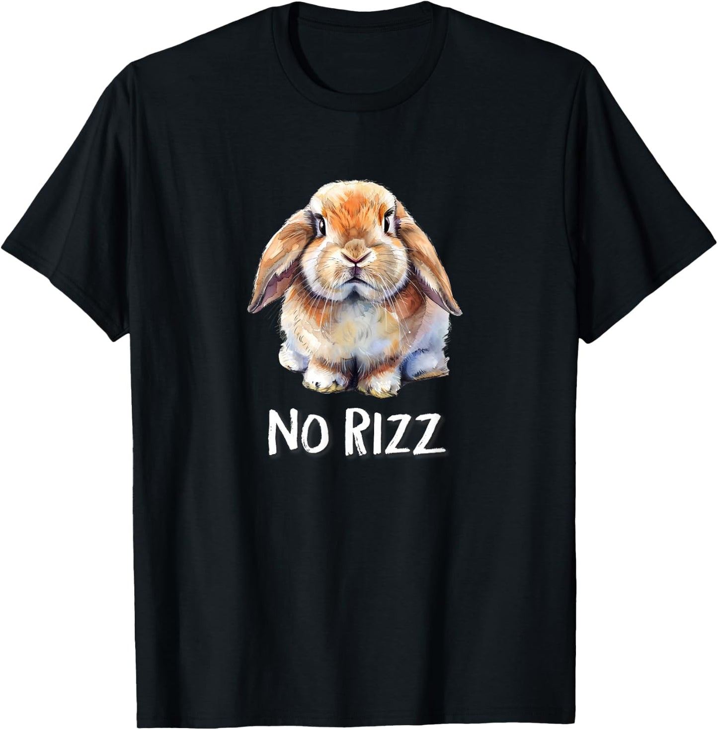 No Rizz Mini Holland Lop Bunny Rabbit Lover T-Shirt - T-Shirt | Black