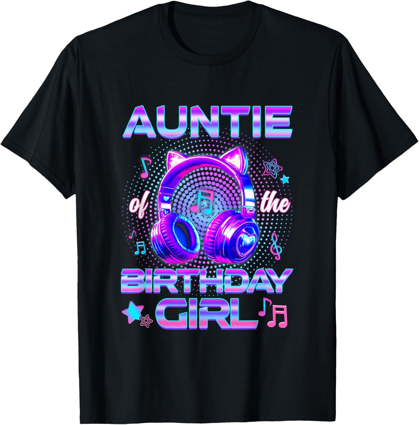 Auntie of The Birthday Girl K-Pop Korean Family Birthday T-Shirt - T-Shirt | Black
