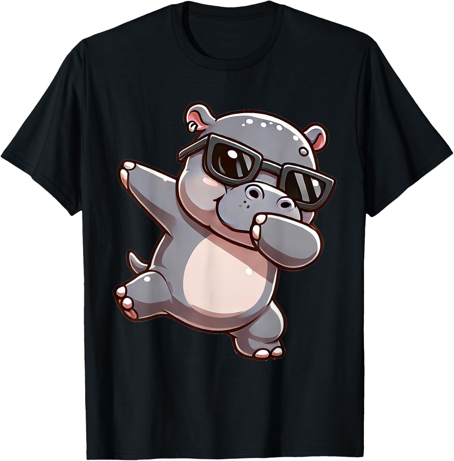 Dabbing Hippo Funny Hippo Zoomotiv Hippo , black, S T-Shirt - T-Shirt | Black