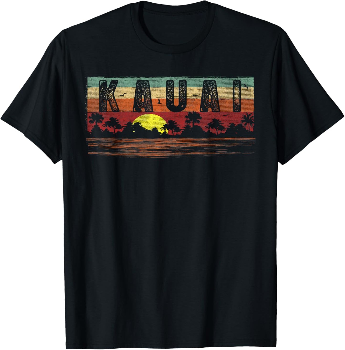 Vintage Tropical Kauai Hawaii Shirt - Kauai Hi T Shirt T-Shirt - T-Shirt | Black
