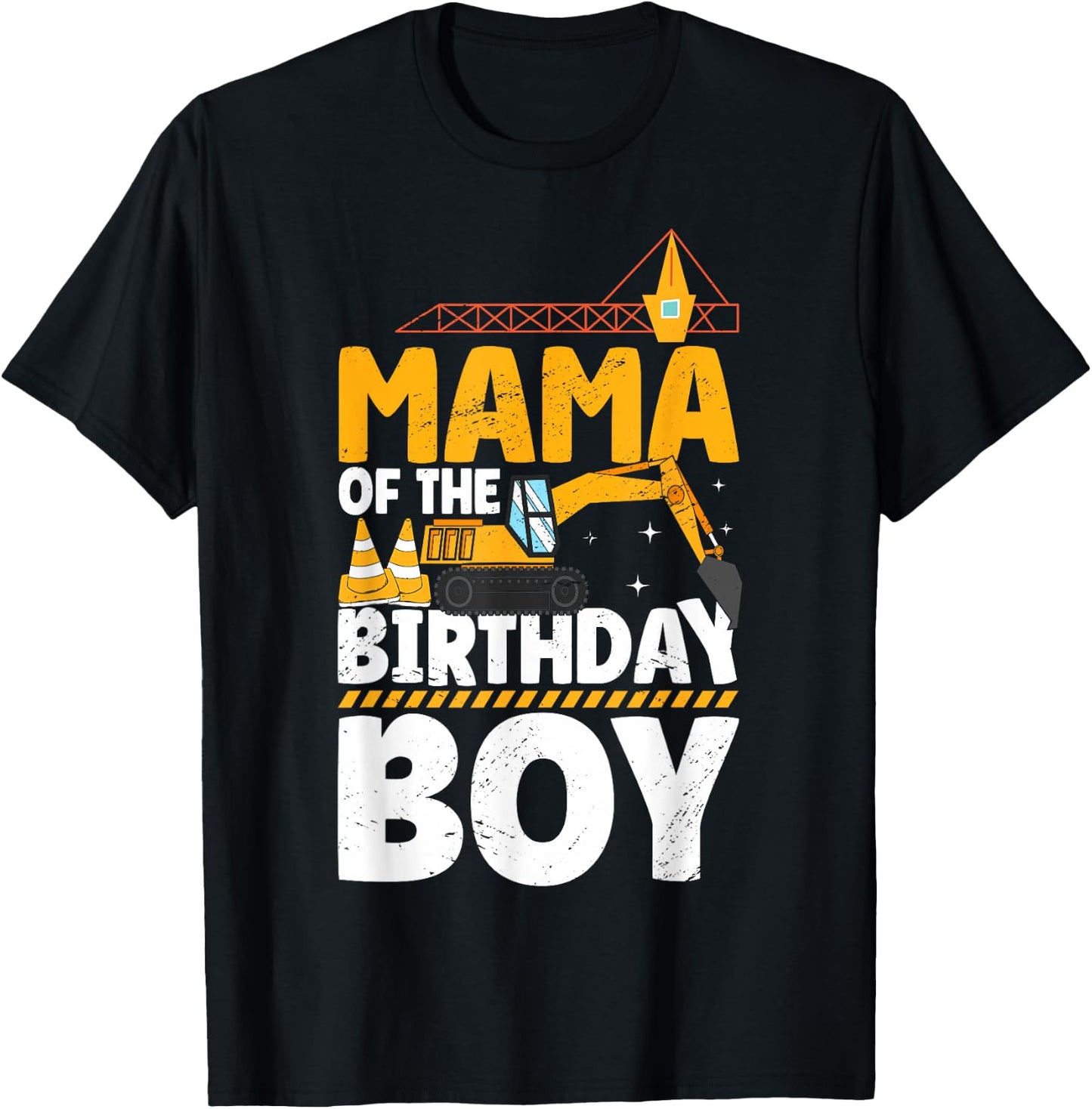 Mom Of The Birthday Boy Construction Theme Party Matching T-Shirt - T-Shirt | Black