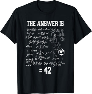 The Answer is 42, Genie, Nerd, Mathematik T-Shirt - T-Shirt | Black