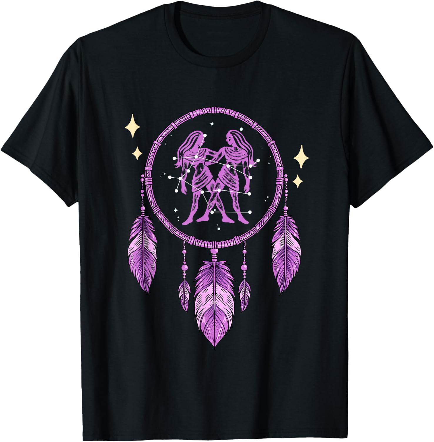 Gemini Zodiac Sign T-Shirt - T-Shirt | Black