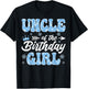Uncle Of The Birthday Girl Snowflakes Winter Xmas T-Shirt - T-Shirt | Black