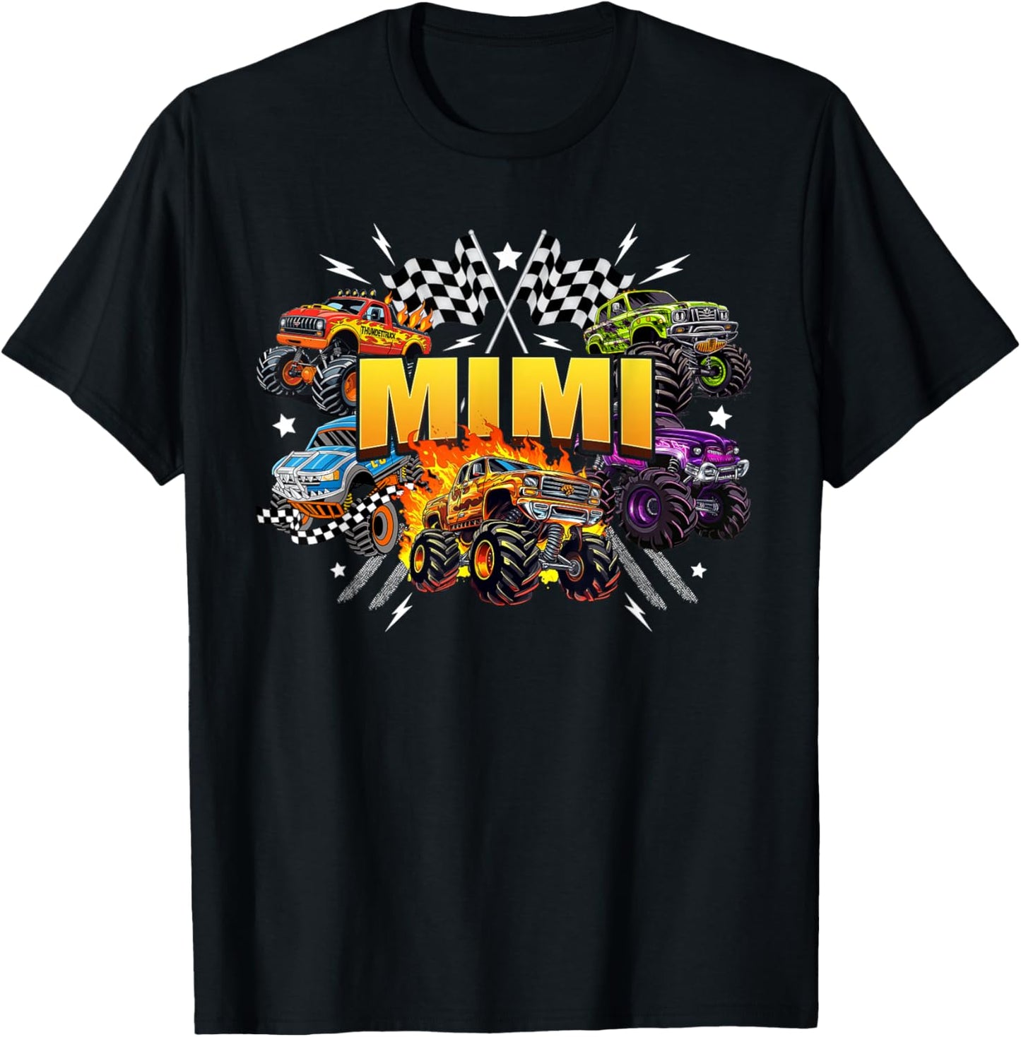 Mimi Retro Monster Truck Family Crew Birthday Matching T-Shirt - T-Shirt | Black