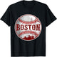 Boston Cityscape Funny Baseball Lover Men Women Kids T-Shirt - T-Shirt | Black