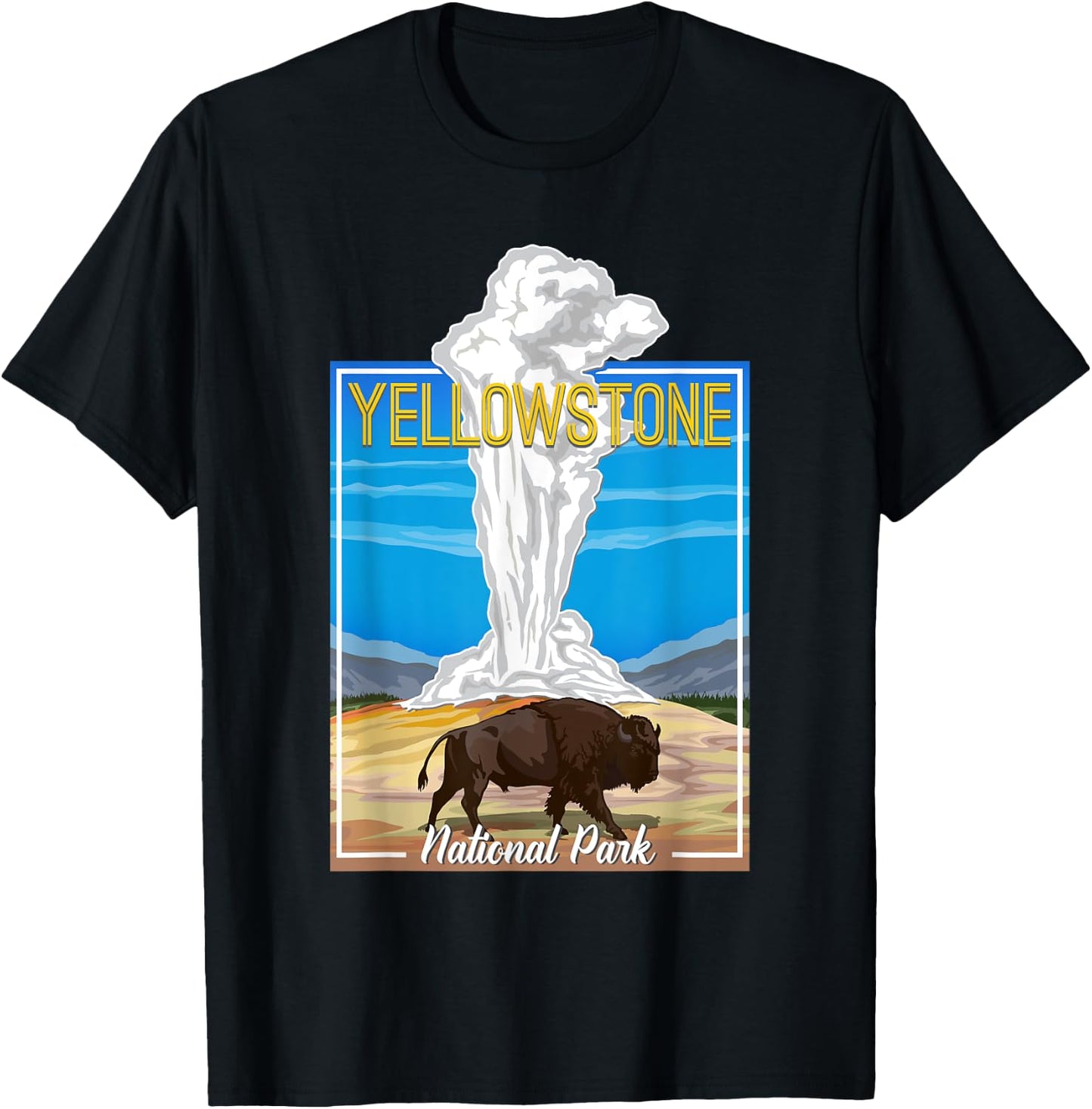Retro Vintage Yellowstone National Park T-Shirt - T-Shirt | Black