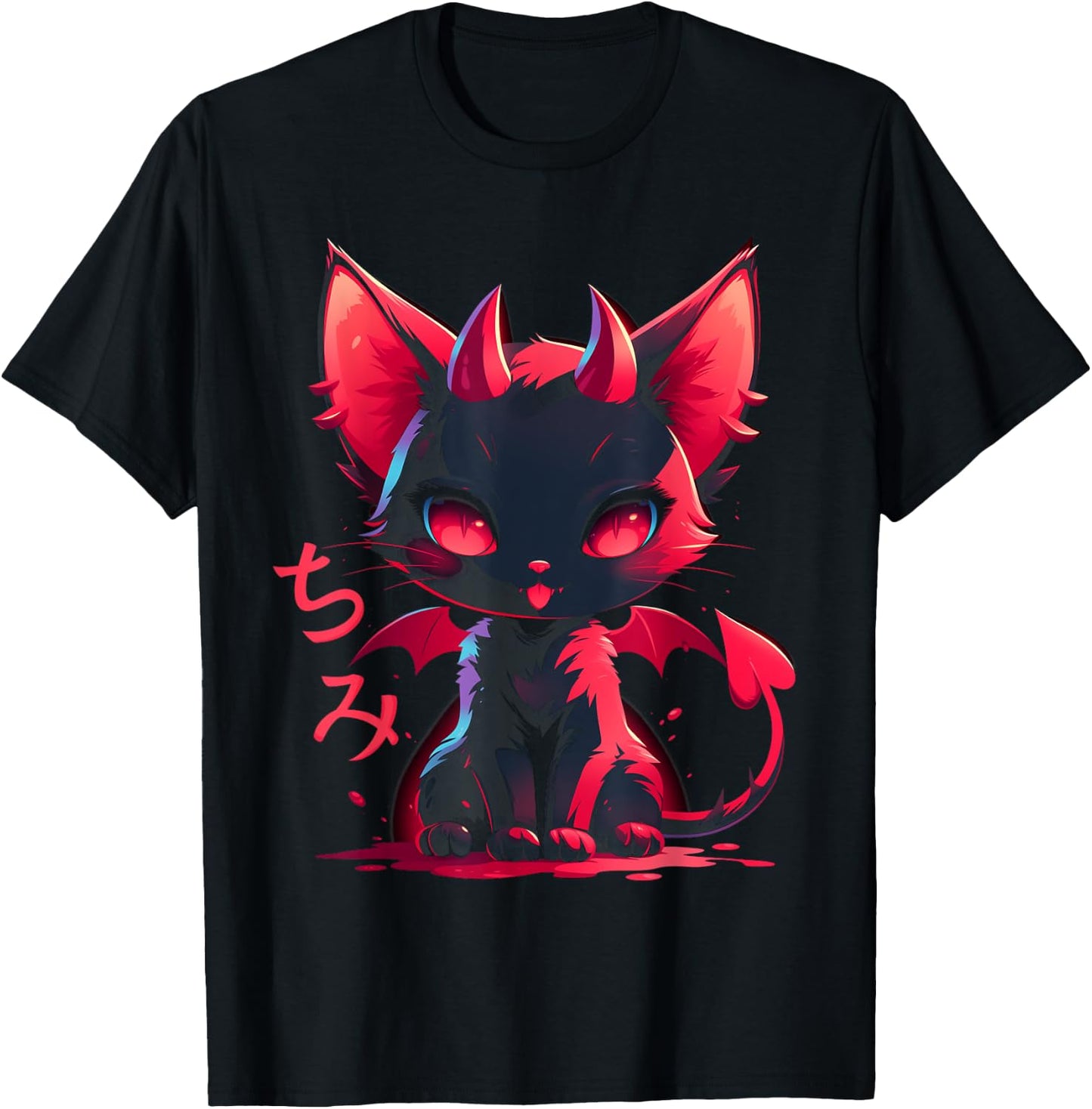 Yami Kawaii Devil Cat Creepy Cute Pastel Goth Japanese , black T-Shirt - T-Shirt | Black