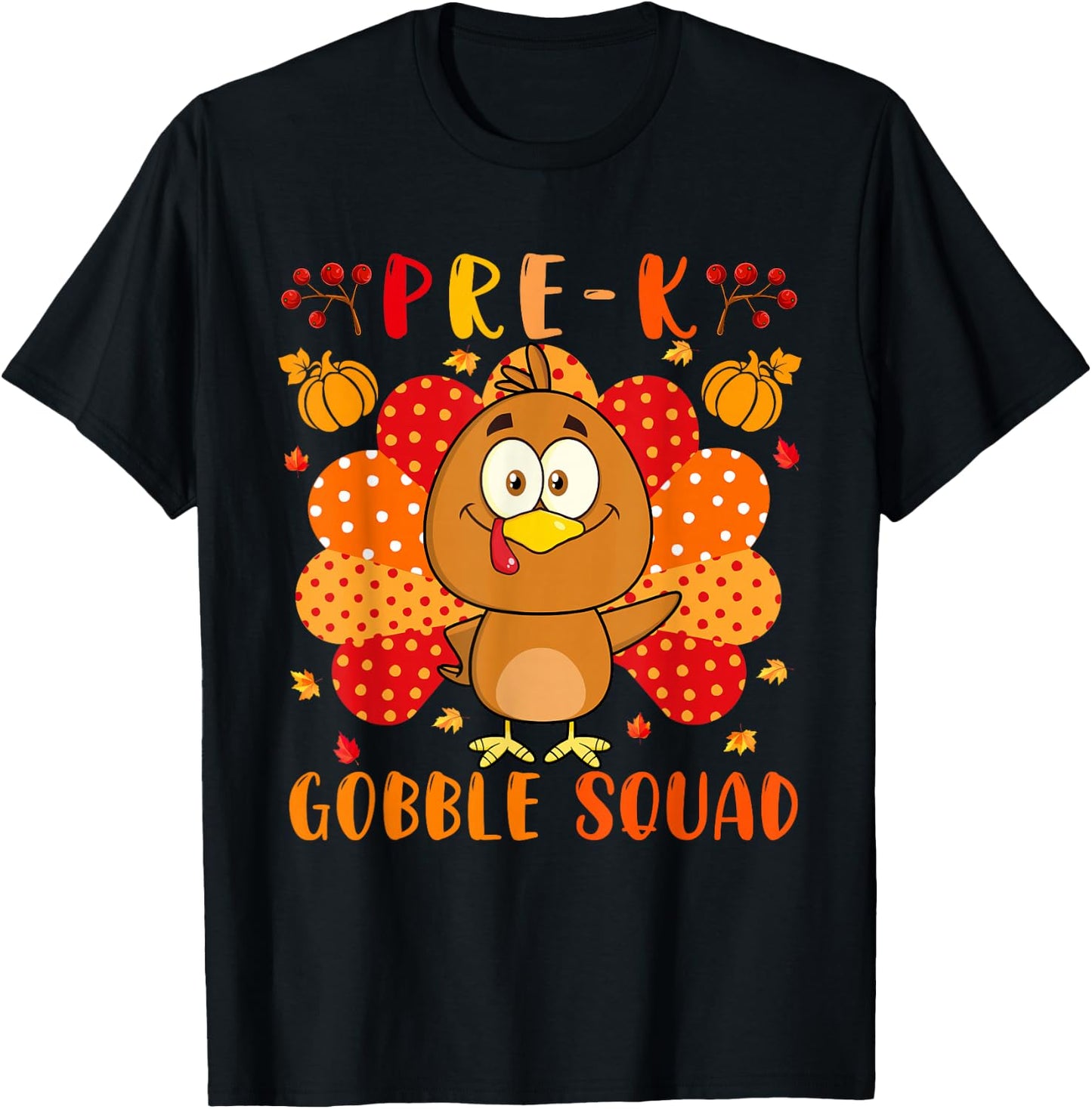Pre-K Gobble Squad Thanksgiving Turkey Teacher Students T-Shirt - T-Shirt | Black