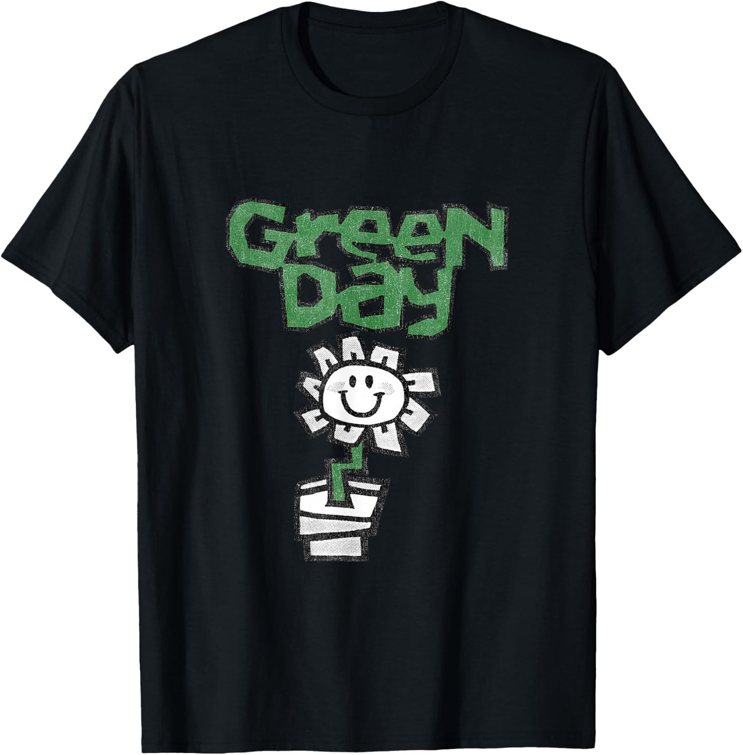 Green Day Flower Pot , black T-Shirt - T-Shirt | Black