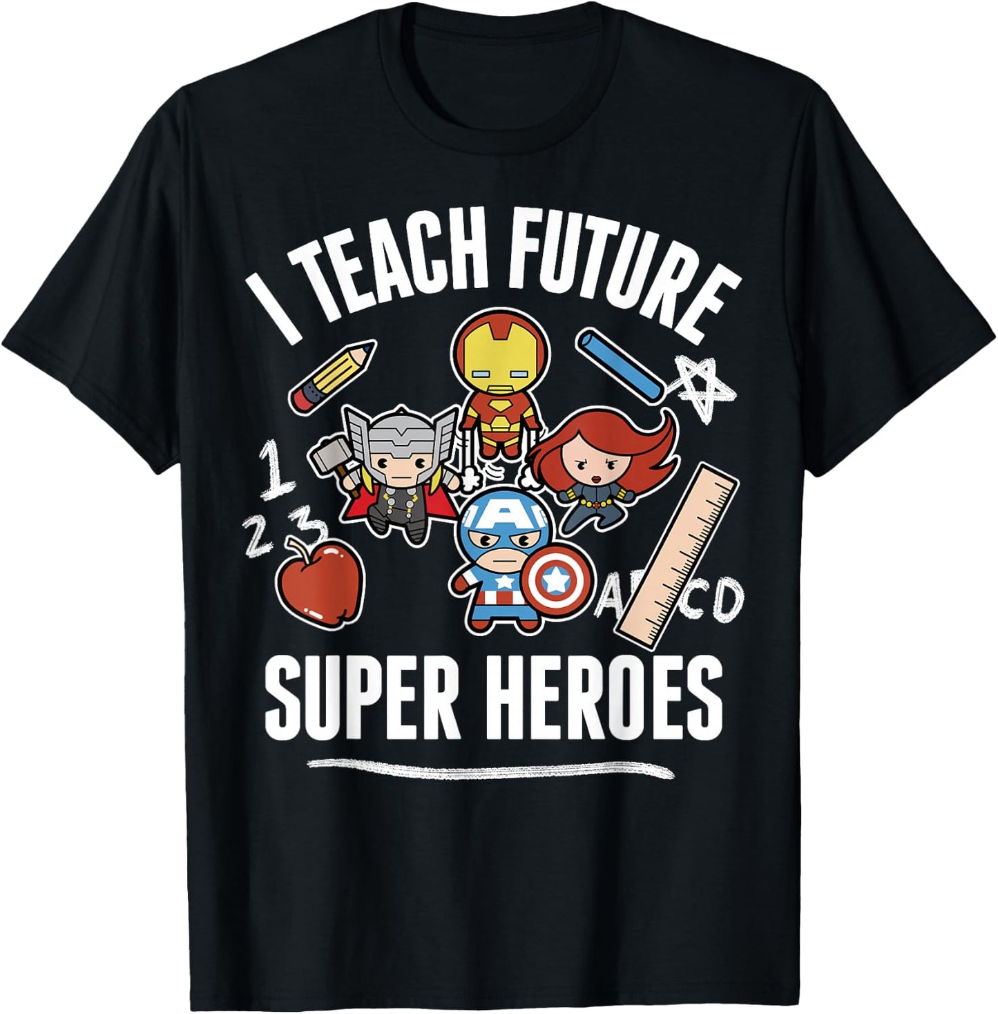 Marvel Avengers Classic I Teach Super Heroes Graphic T-Shirt - T-Shirt | Black