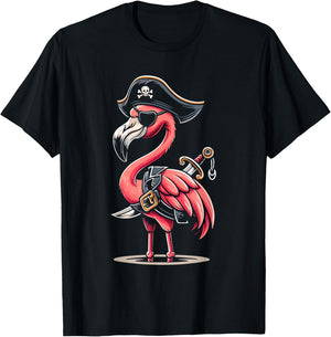 Pirate Flamingo Funny Halloween Party T-Shirt - T-Shirt | Black