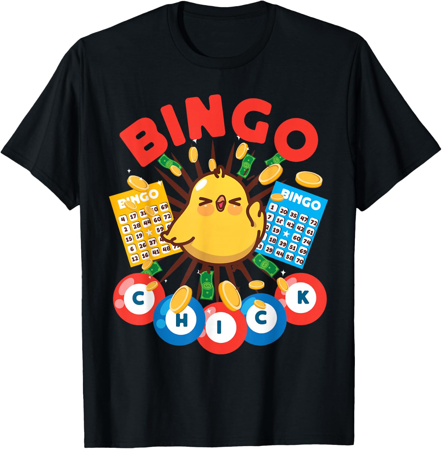 Bingo Player Chicken Girl Bingo Chick T-Shirt - T-Shirt | Black