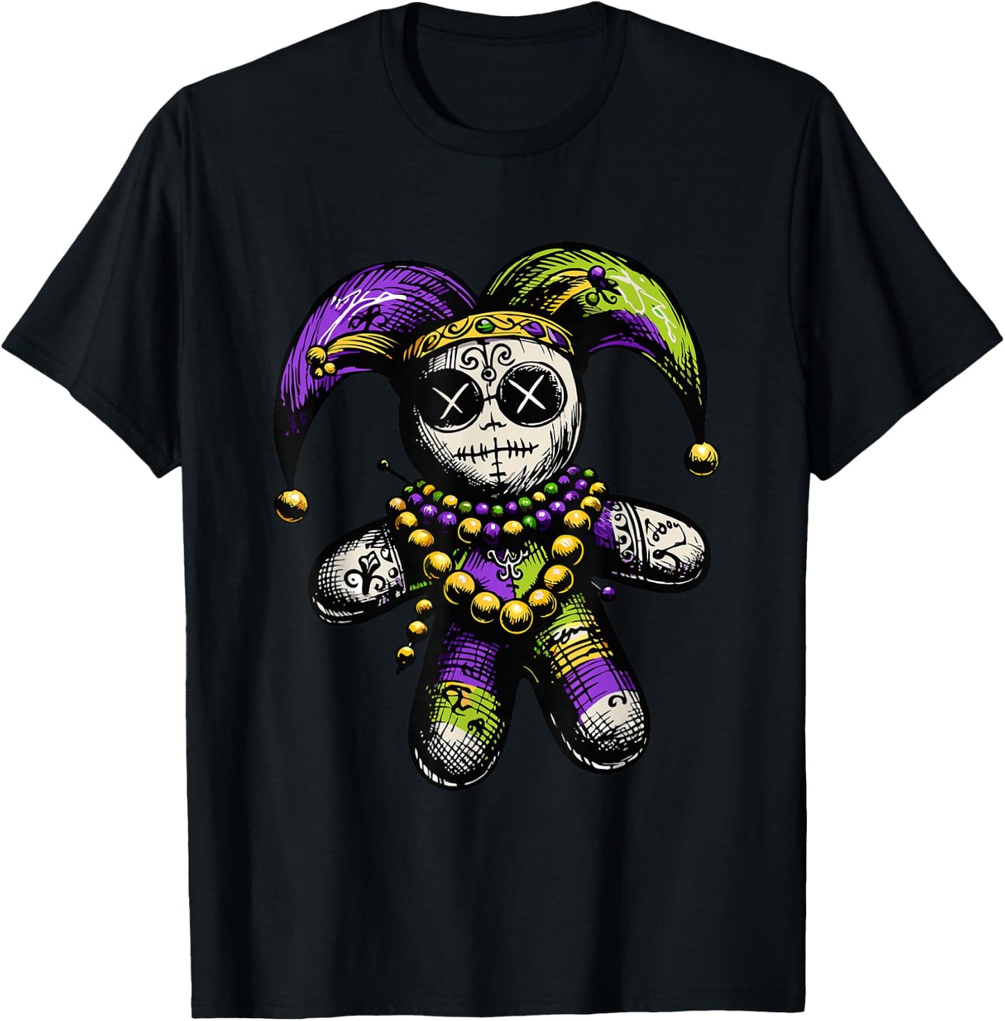 Mardi Gras Witch Doctor Goth Women Men Voodoo Doll Costume T-Shirt - T-Shirt | Black
