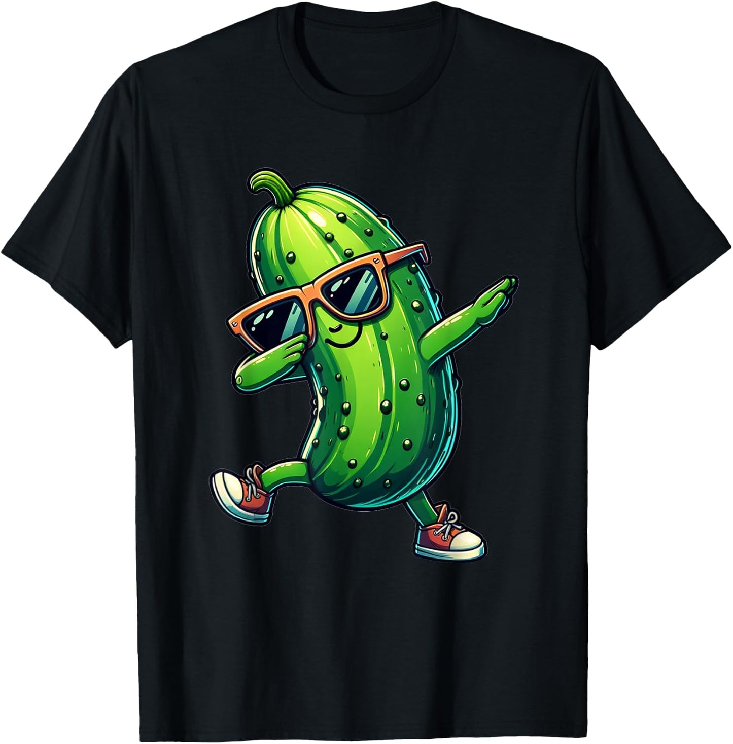 Dabbing Green Cucumber Funny Cucumber Vegetable Gift , black T-Shirt - T-Shirt | Black