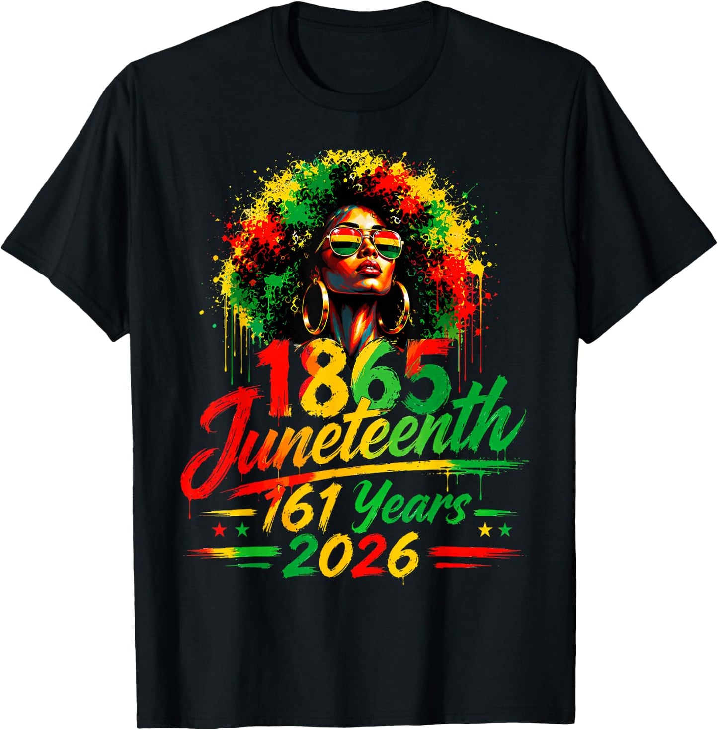 1865 Juneteenth 161 Years Black Woman Juneteenth African T-Shirt - T-Shirt | Black