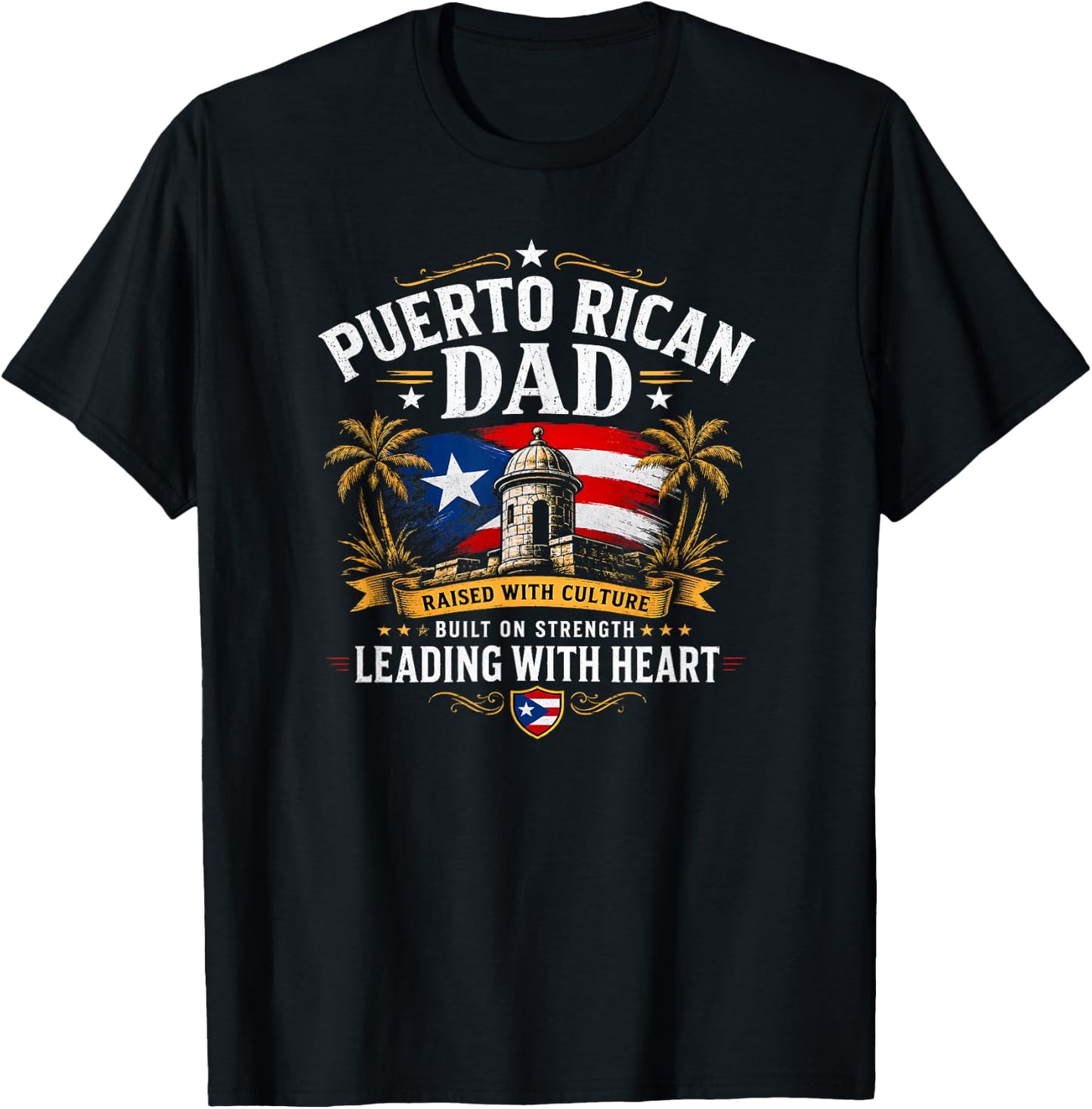 Puerto Rico Dad Boricua Pride Heritage Fatherhood Design T-Shirt - T-Shirt | Black