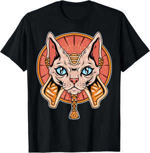 Sphynx Egypt Pharaoh Sphinx Devon Rex Cat Ancient Egyptian T-Shirt - T-Shirt | Black