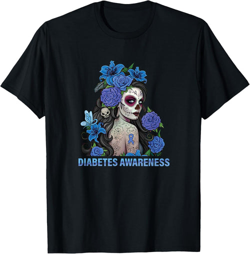 Floral Sugar Skull Women Diabetes Awareness