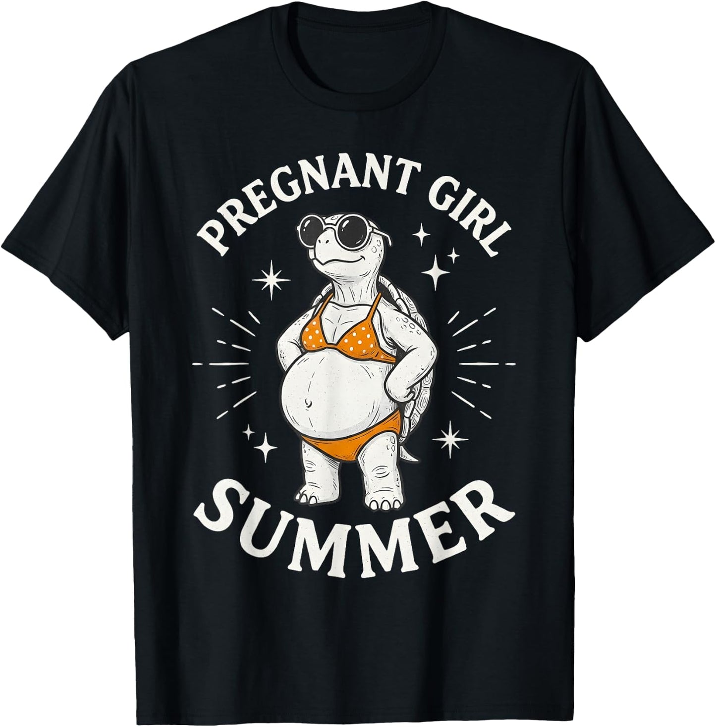 Funny Pregnant Girl Summer Cute Turtle Pregnancy Beach Vibes T-Shirt - T-Shirt | Black