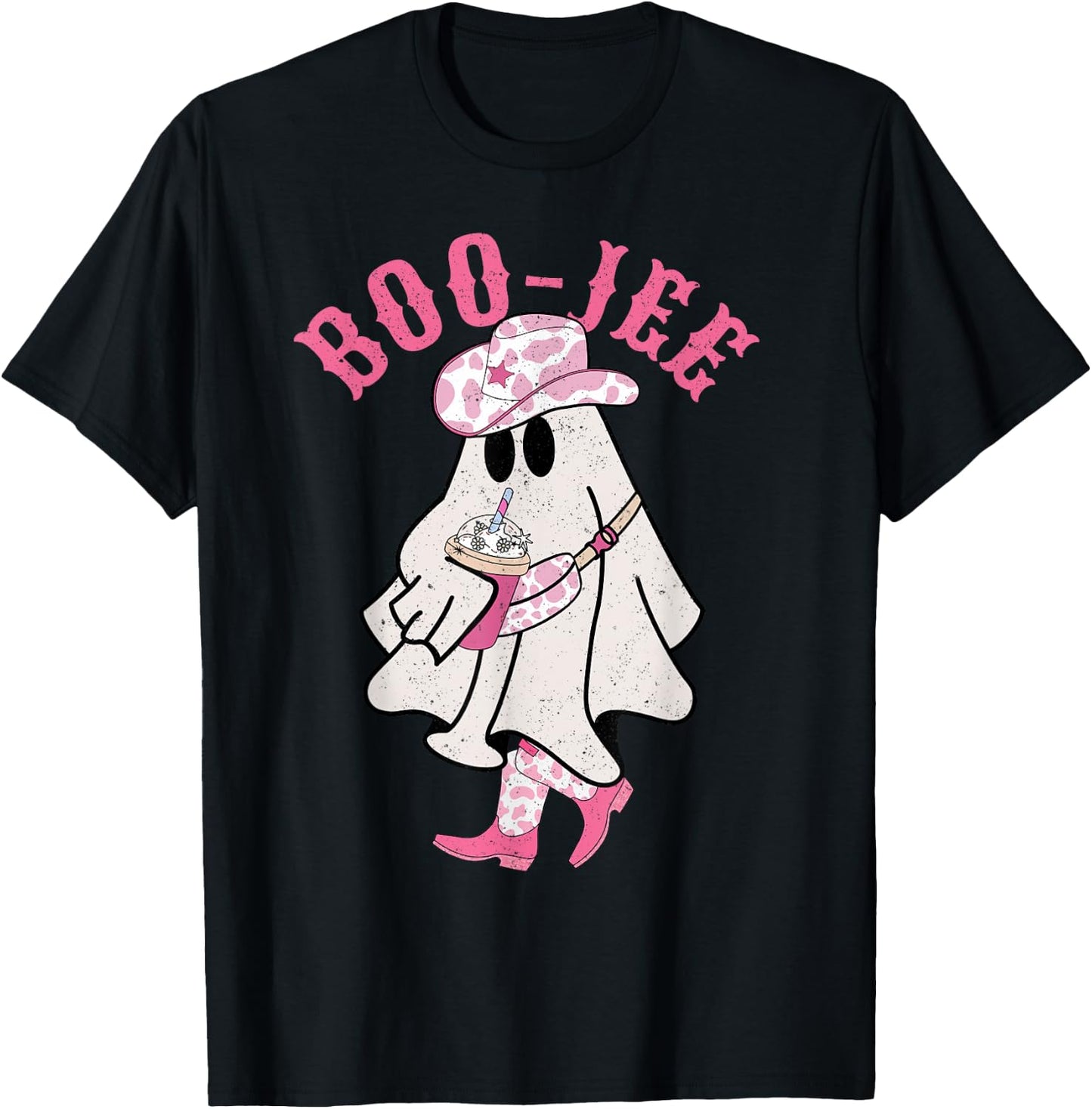 Boojee Ghost, Boo Jee Cowgirl, Country Halloween, Western T-Shirt - T-Shirt | Black