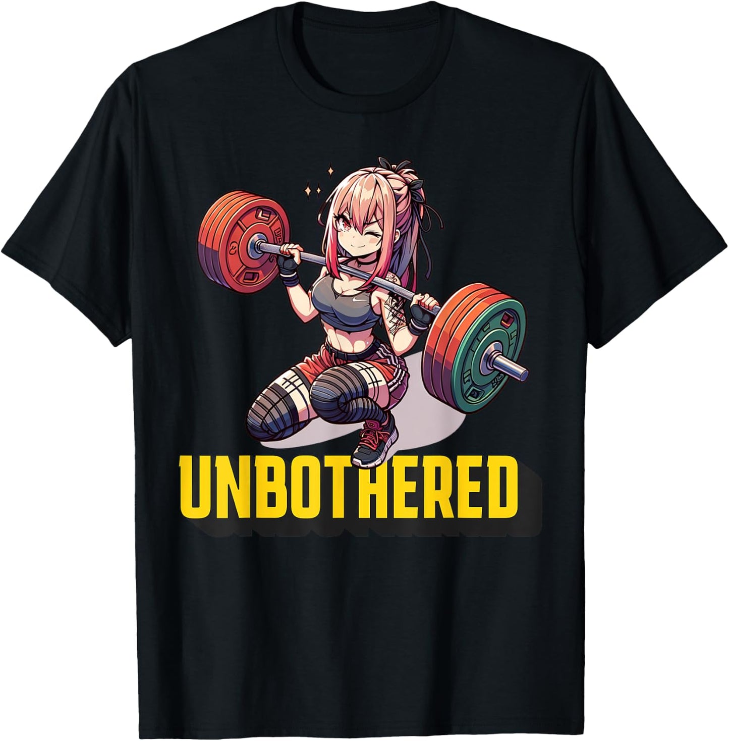 Unbothered Manga Shirt Funny Anime Workout Gym Girl Cool T-Shirt - T-Shirt | Black