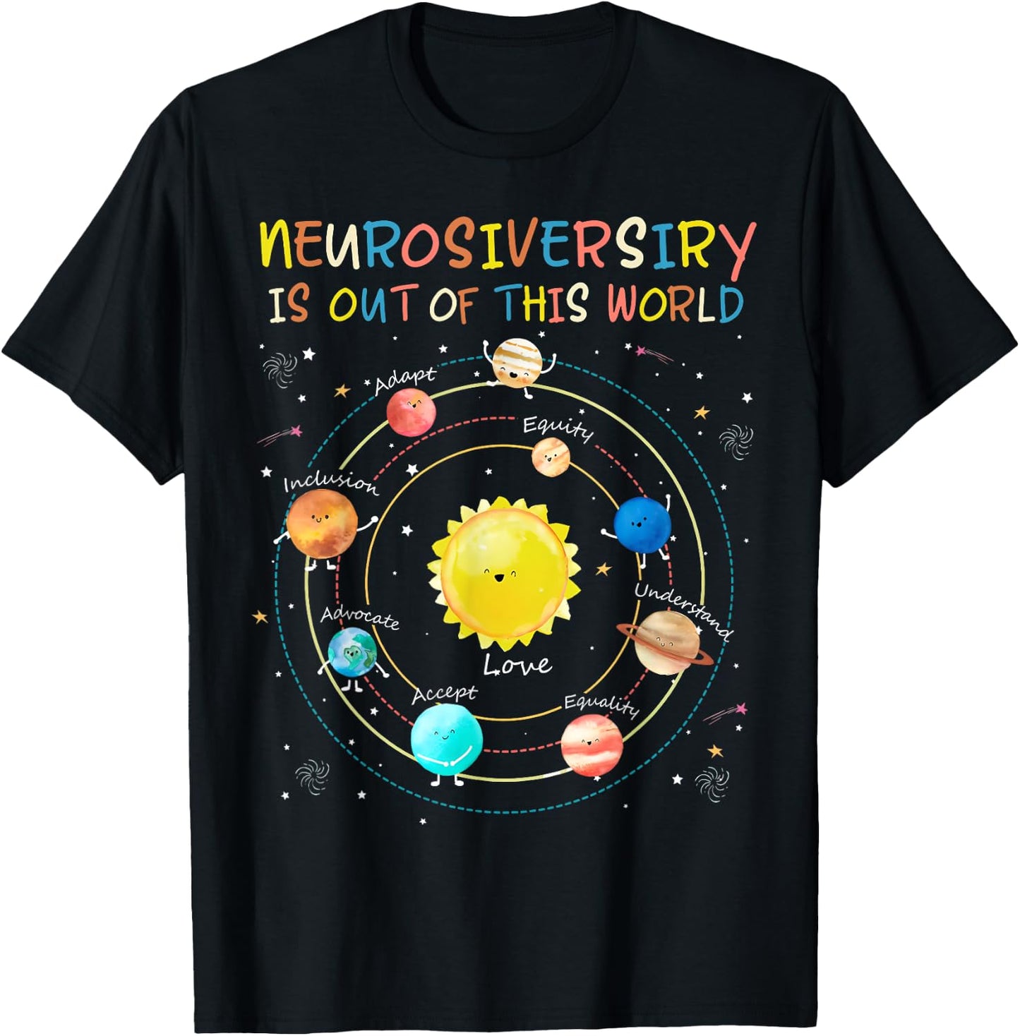 Neurodiversity Out Of This World Planet Sped Teacher Autism T-Shirt - T-Shirt | Black