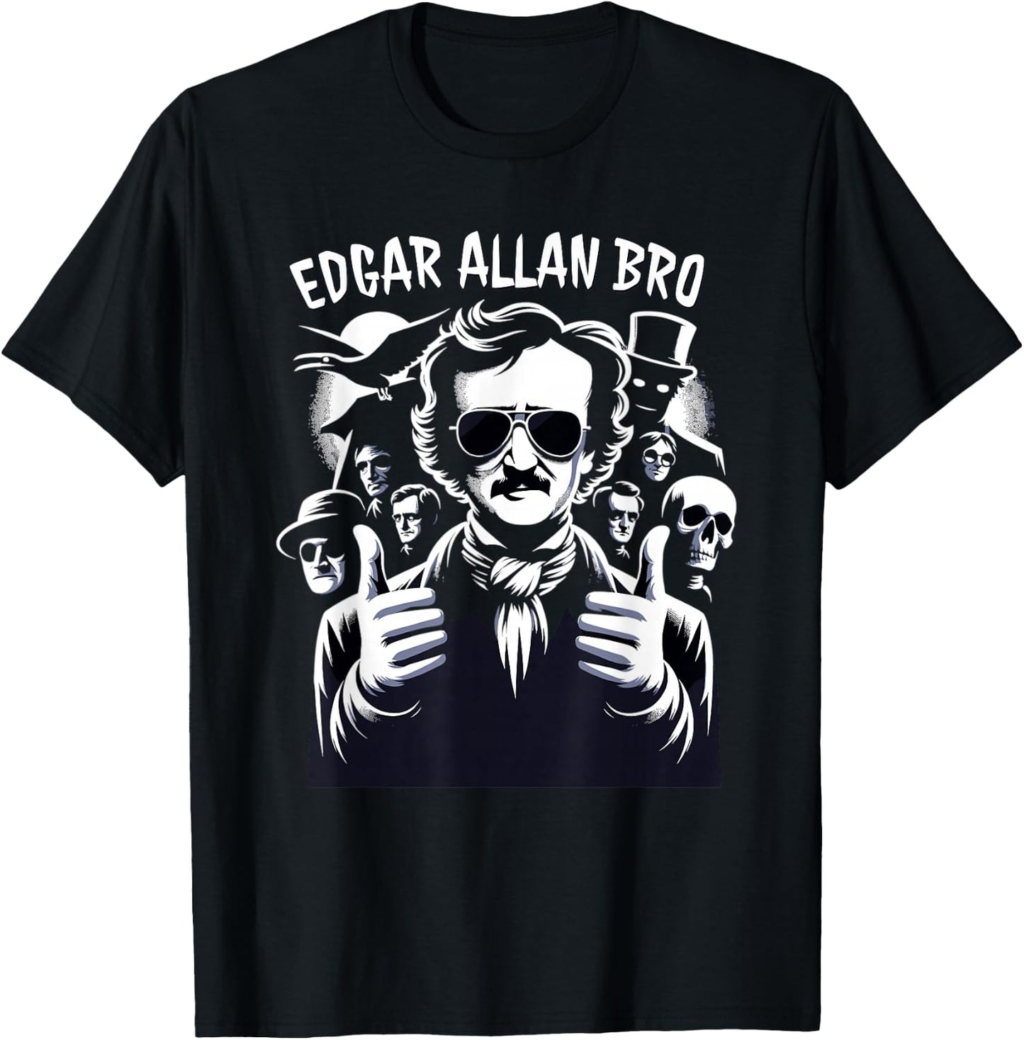 Edgar Allan Poe Raven Gothic Literature Macabre Poetry T-Shirt - T-Shirt | Black
